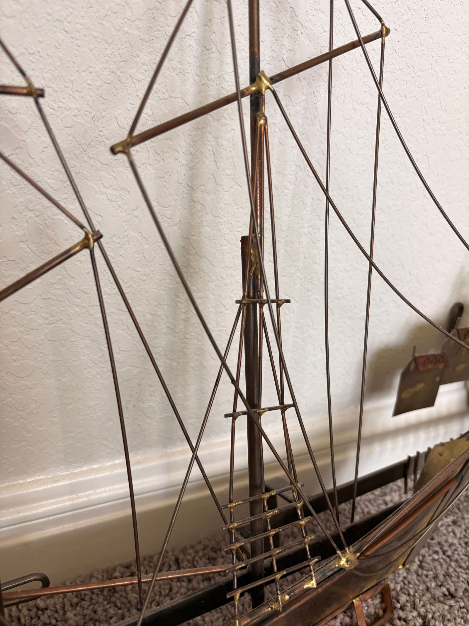 1970s Signed Curtis Jere Mid-Century Modern Sailing Ship & Harbor Village Wall Sculpture - 6