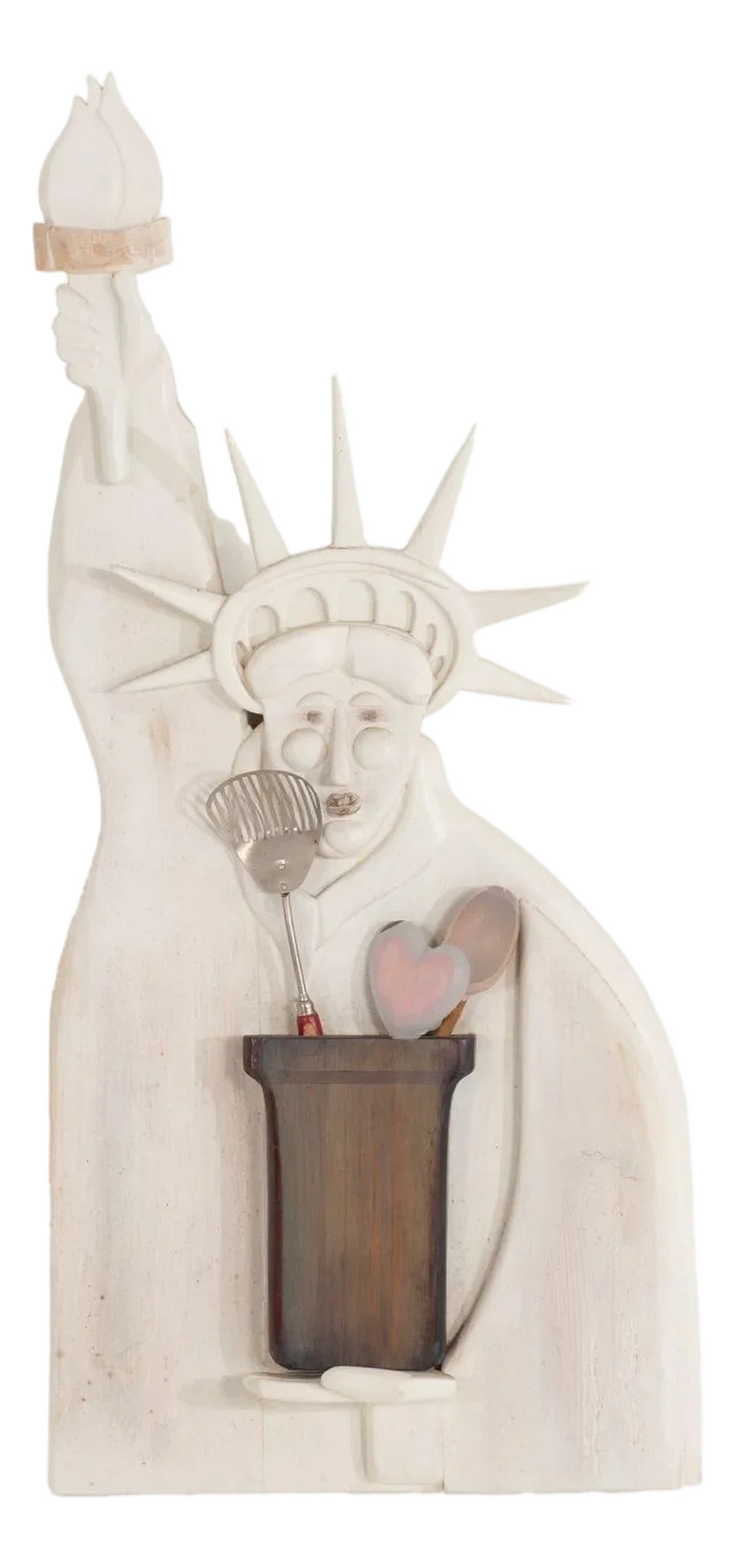 Max Neufeldt Kitchen Liberty 1985c.: Max Neufeldt, Kitchen Liberty (1985) A playful take on an American icon, this folk art piece by Max Neufeld reimagines the solemn Statue of Liberty as a domestic guardian of the kitchen. Crafted in