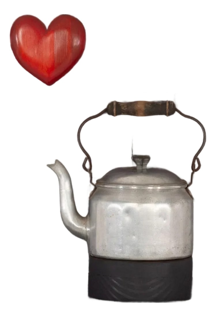 Max Neufeldt "Heart and Kettle" Assemblage Collage, Santa Barbara 1975: Max Neufeldt "Heart and Kettle" Assemblage Collage, Santa Barbara 1975 Description An engaging mixed-media work by California assemblage artist Max Neufeldt, executed circa 1975. This playful "Heart