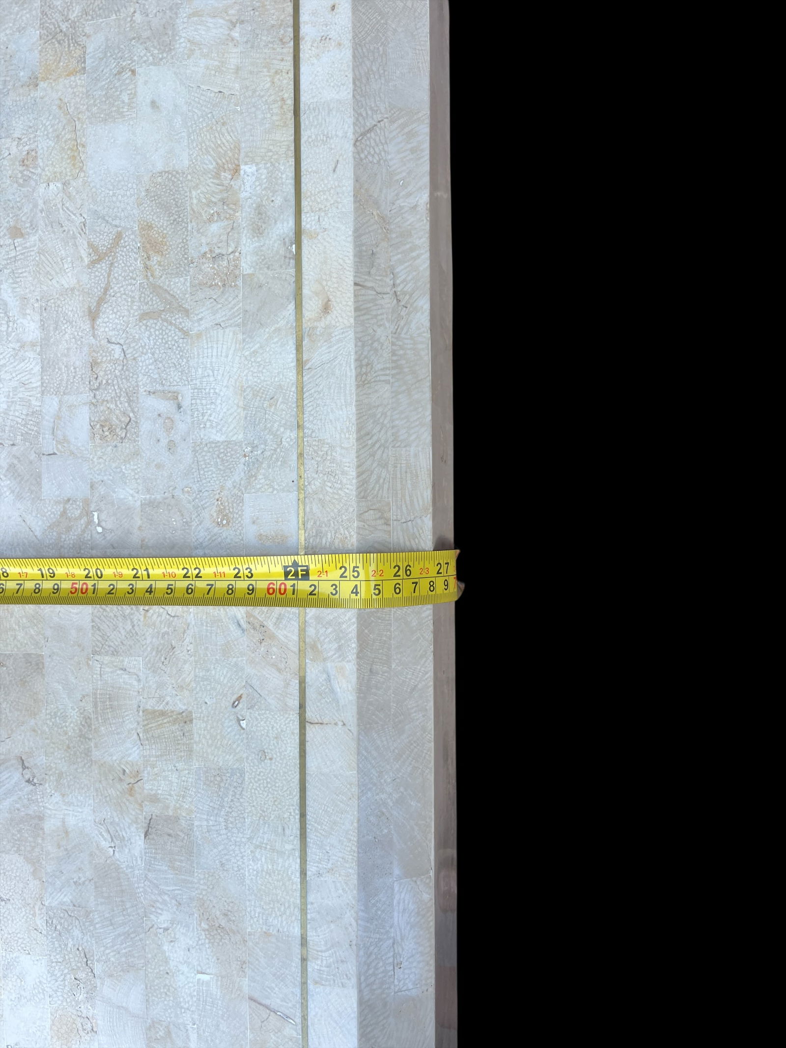 Vintage Tessellated Travertine Stone and Brass Coffee Table Attributed to Maitland-Smith Karl Spring - 10