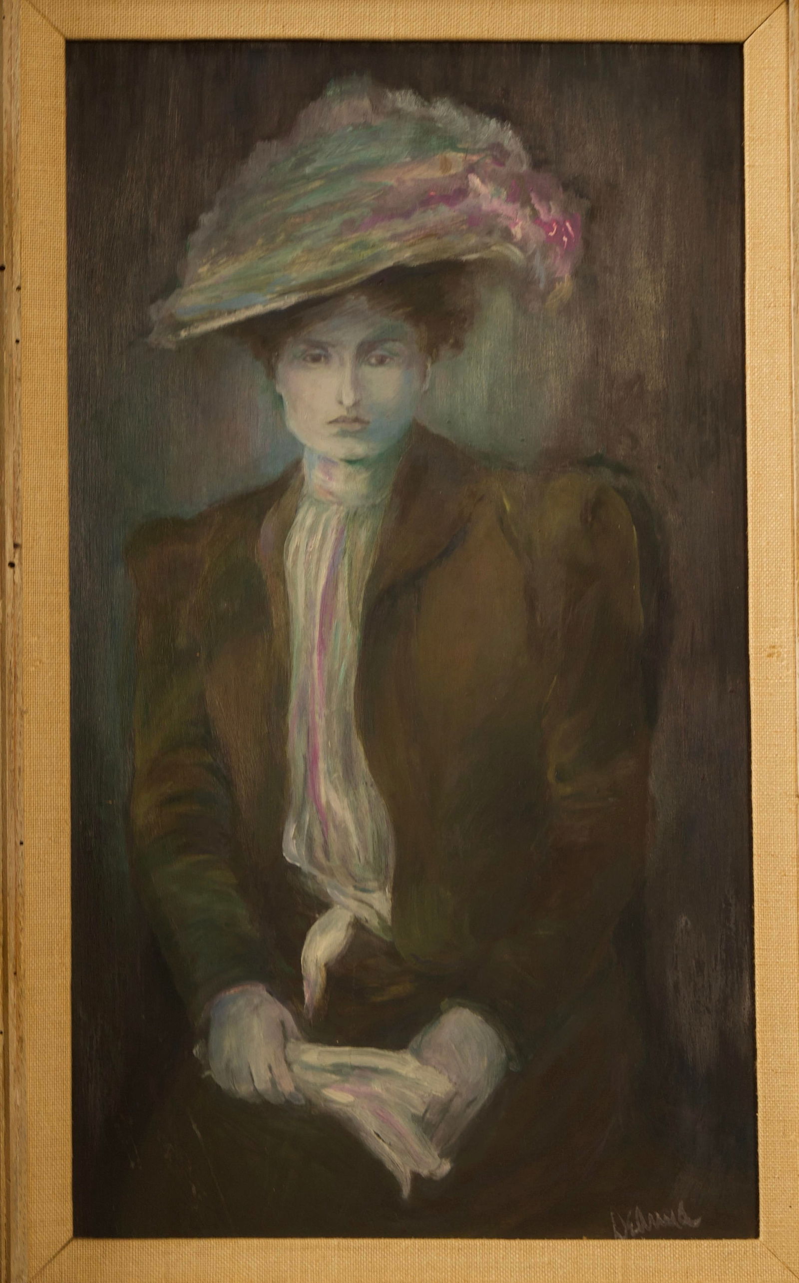 Late 20th Century Oil Portrait of a Woman in Hat, Signed "˜Deanna,' Framed - 2