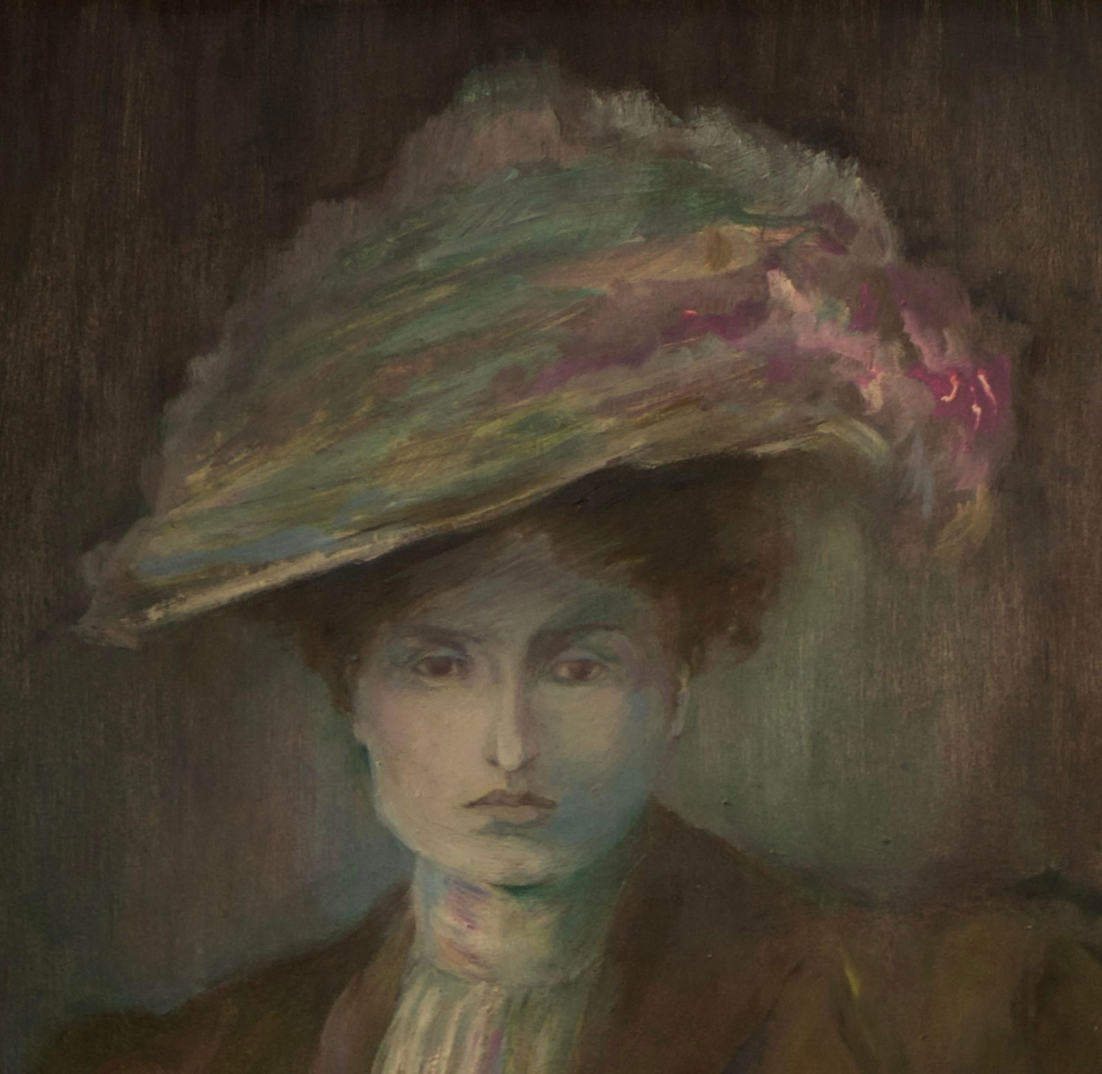 Late 20th Century Oil Portrait of a Woman in Hat, Signed "˜Deanna,' Framed - 3