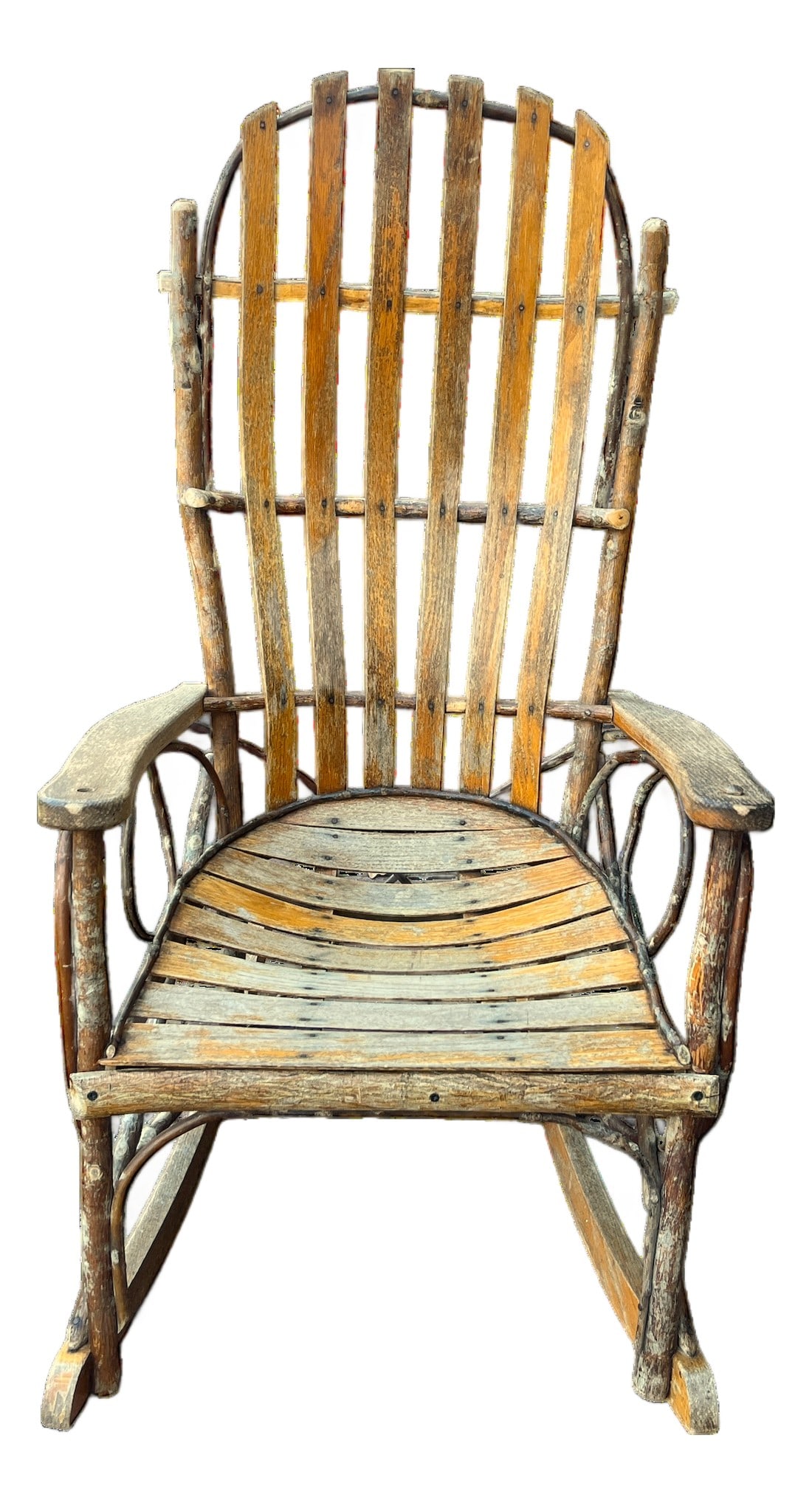 Vintage Amish Handmade Hickory & Oak Bentwood Rocking Chair (1 of 13)