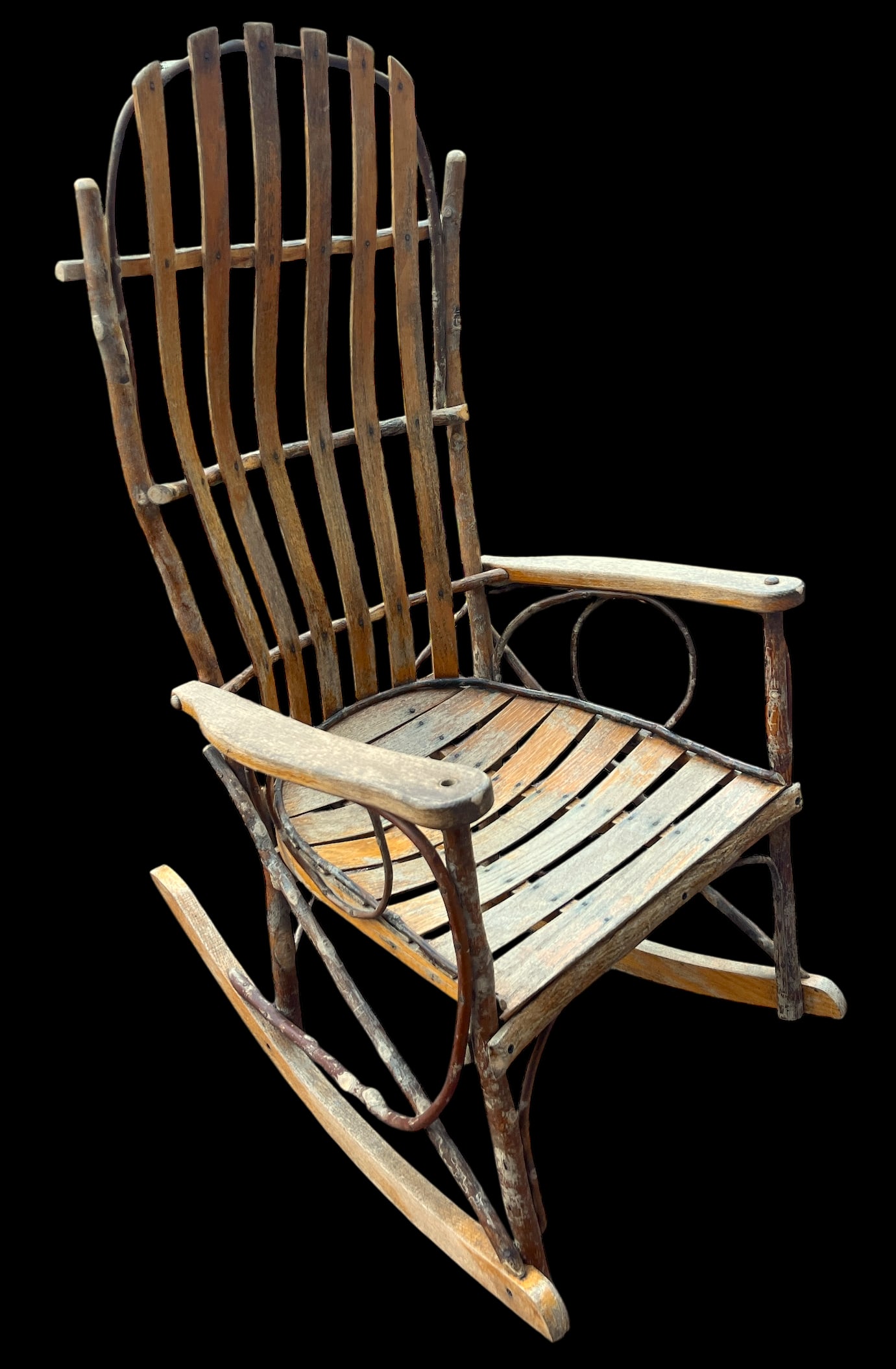 Vintage Amish Handmade Hickory & Oak Bentwood Rocking Chair - 2