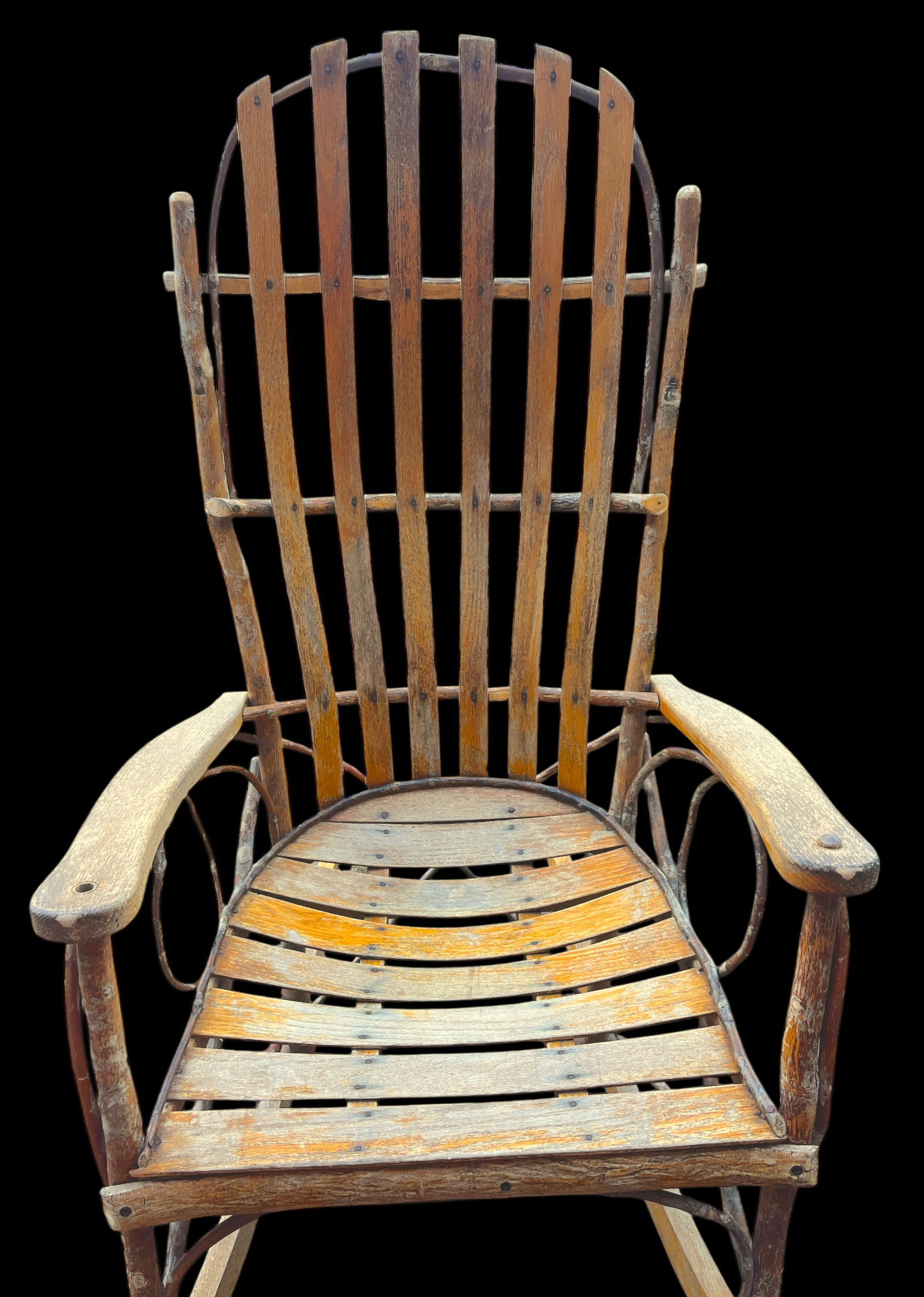 Vintage Amish Handmade Hickory & Oak Bentwood Rocking Chair - 3
