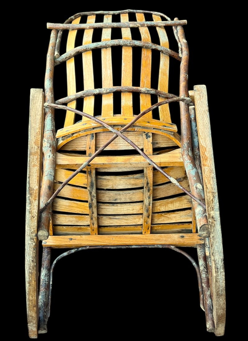 Vintage Amish Handmade Hickory & Oak Bentwood Rocking Chair - 8