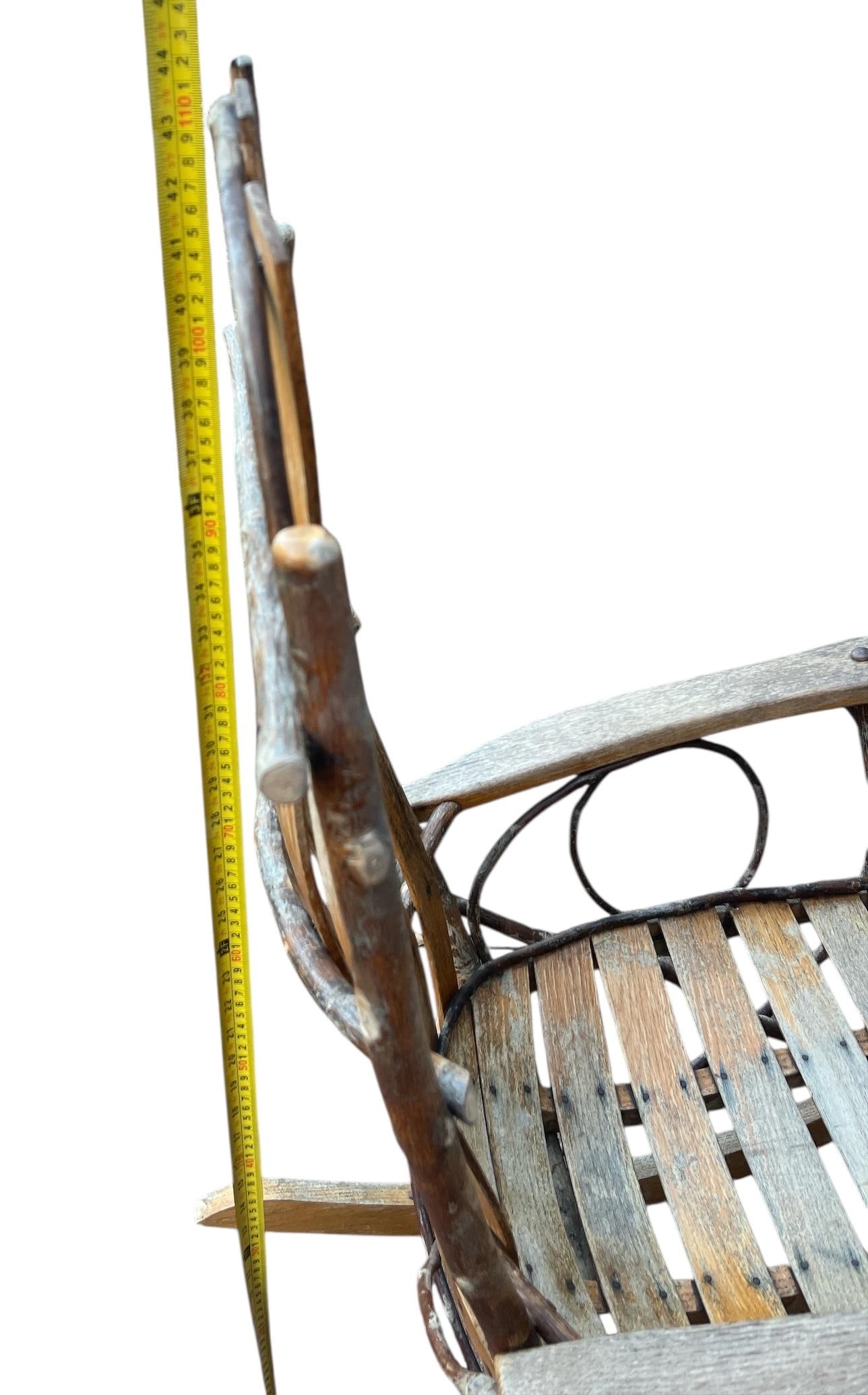 Vintage Amish Handmade Hickory & Oak Bentwood Rocking Chair - 9