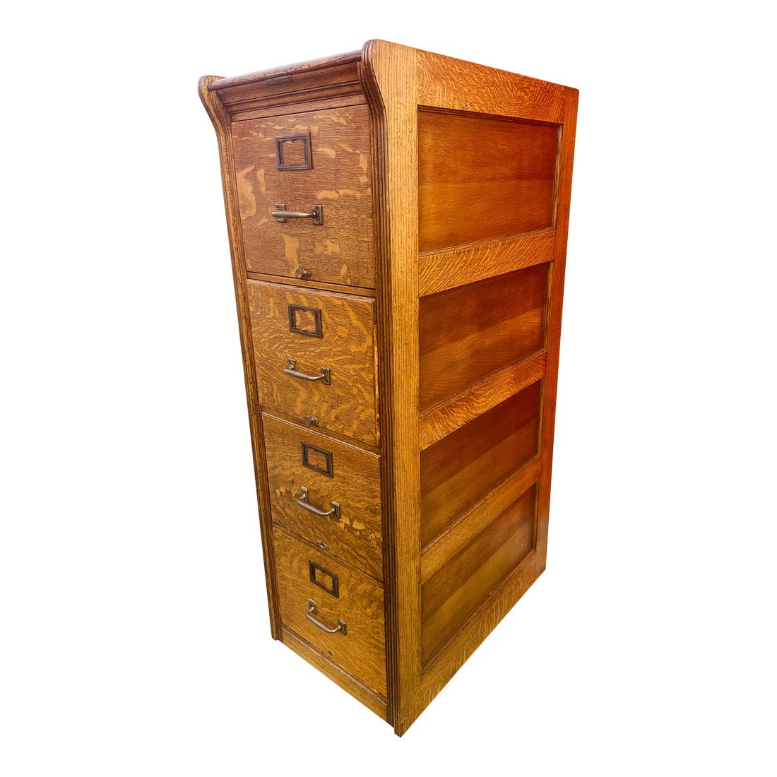 Antique Tiger Oak 4 Drawer Filing Cabinet by Yawman and Erbe Mfg. Co. (1 of 16)