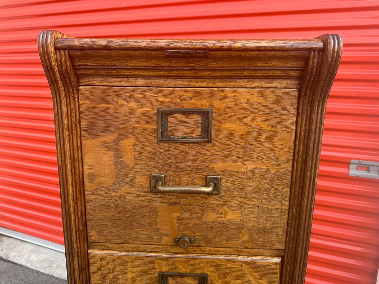 Antique Tiger Oak 4 Drawer Filing Cabinet by Yawman and Erbe Mfg. Co. - 4