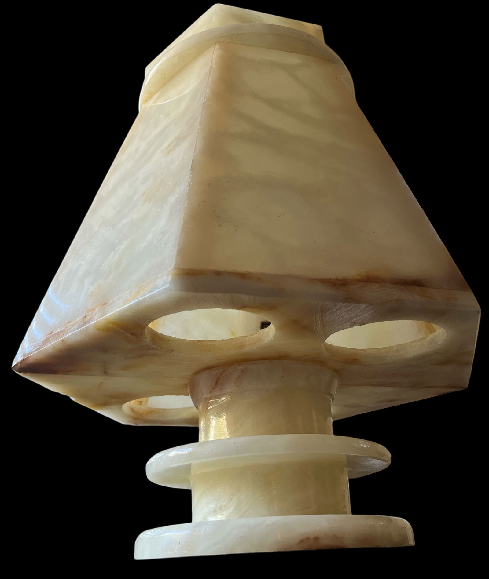 1970s Sculptural Alabaster Table Lamp With Hexagonal Shade – 14" H - 10