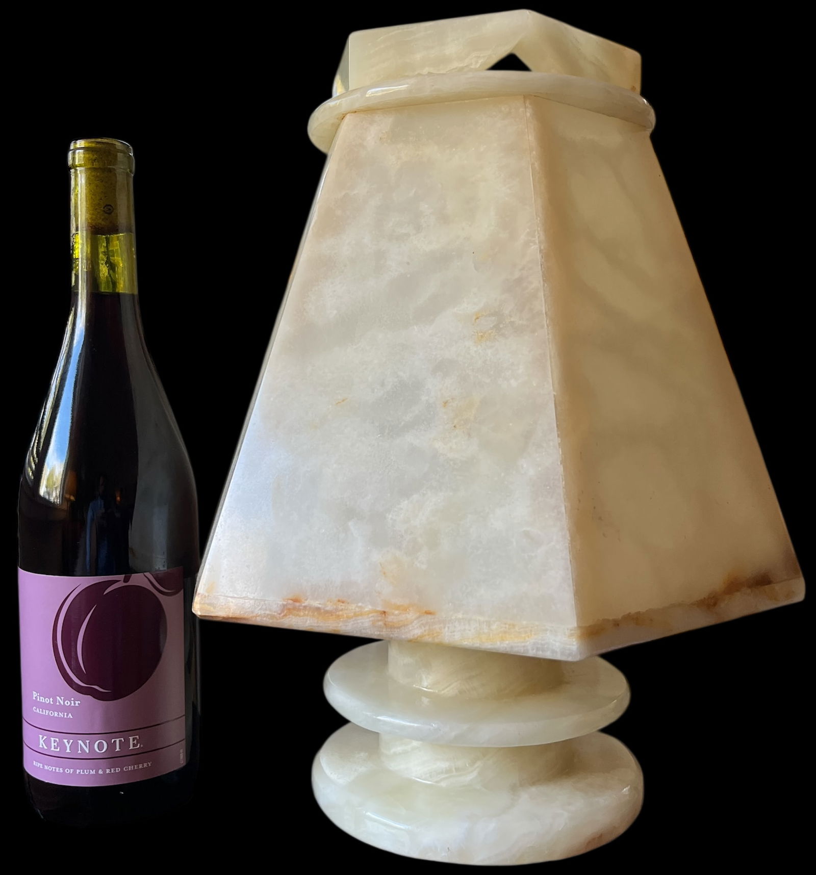 1970s Sculptural Alabaster Table Lamp With Hexagonal Shade – 14" H - 6