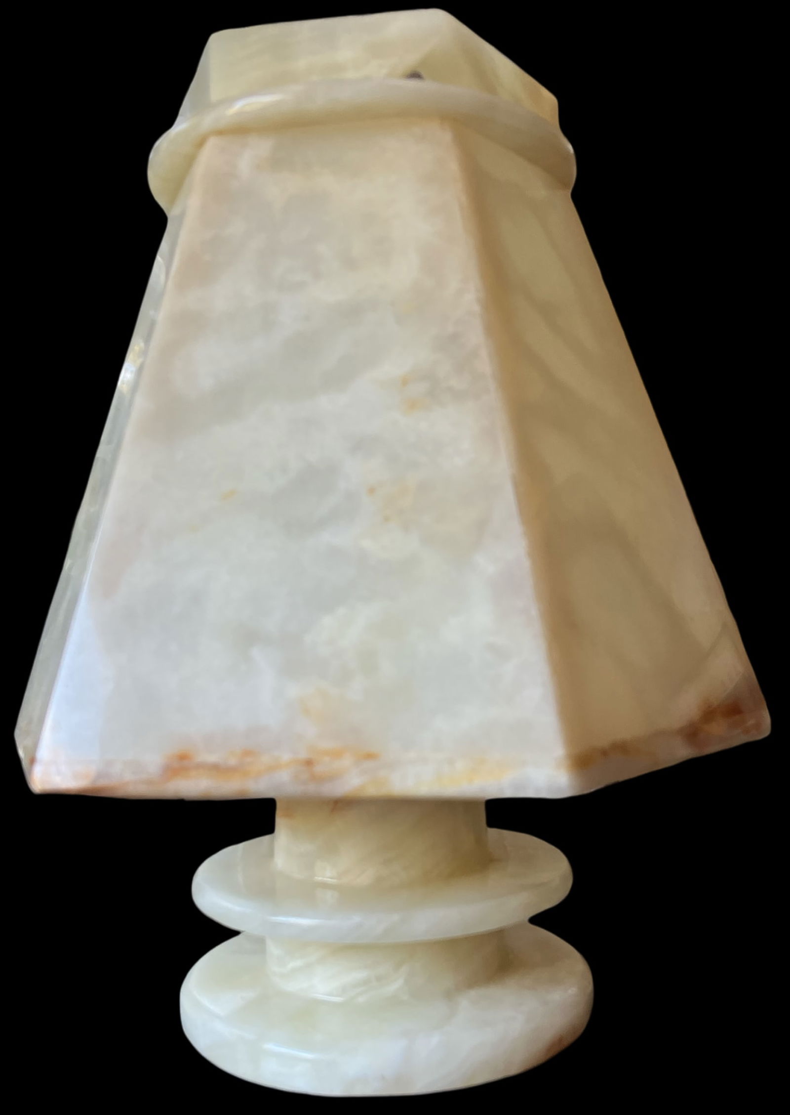 1970s Sculptural Alabaster Table Lamp With Hexagonal Shade – 14" H - 7