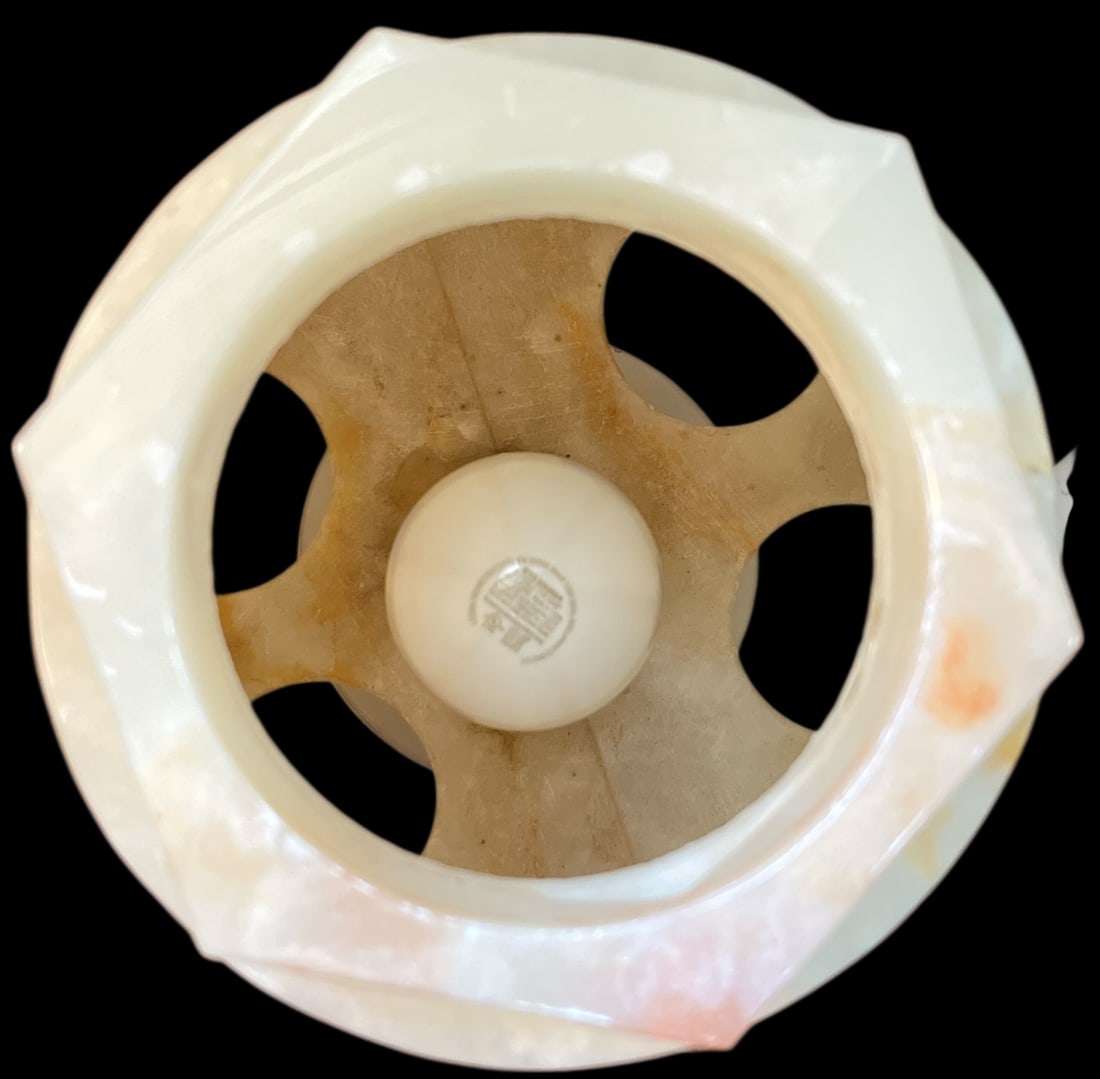 1970s Sculptural Alabaster Table Lamp With Hexagonal Shade – 14" H - 9