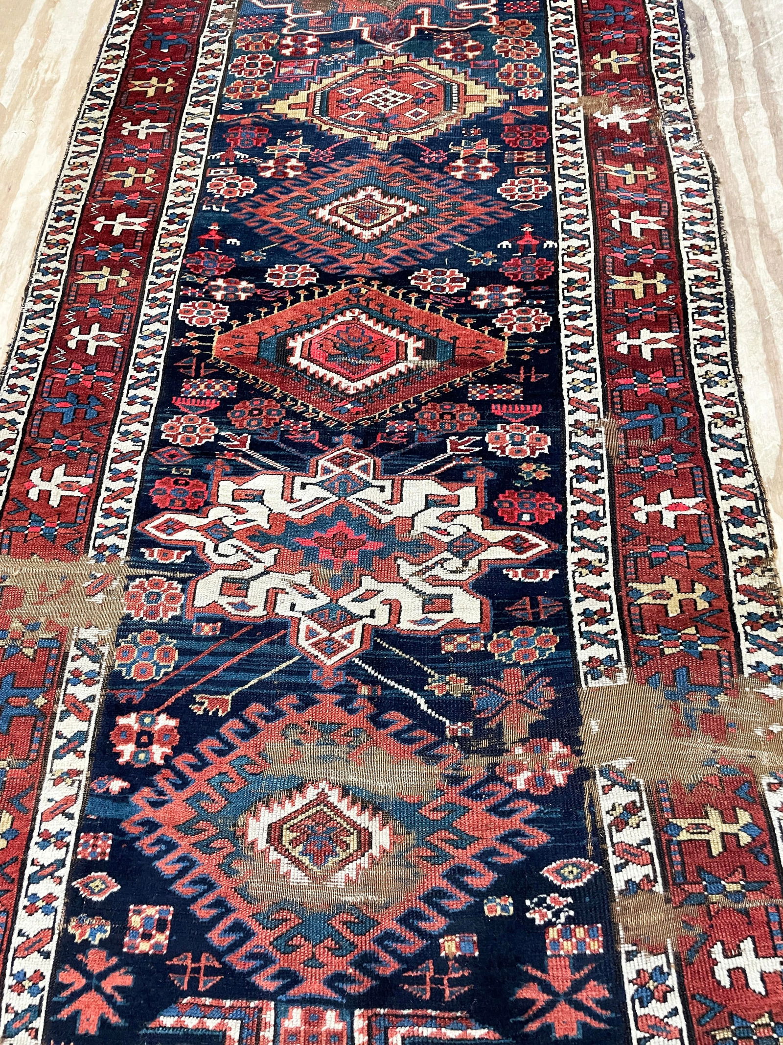 Antique Shirvan Caucasian Long Rug, as Is - 7