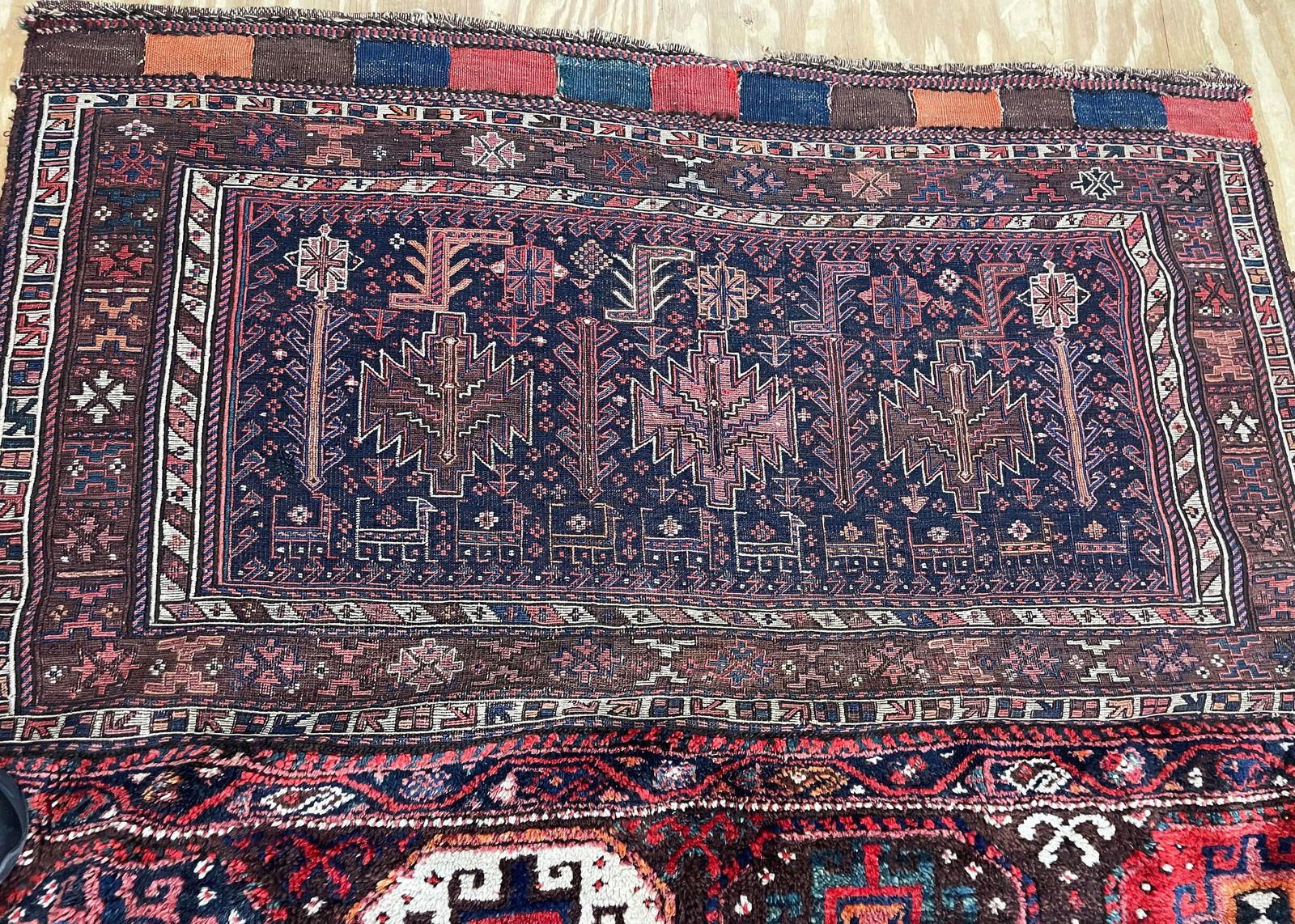 Antique Azerbaijan Large Rug/ Bag Soumak Kilim 4'1" X 5' - 4