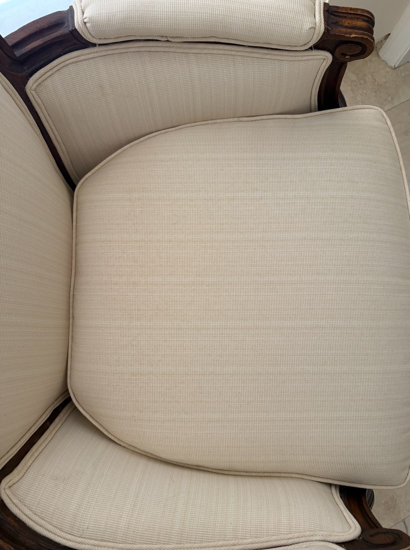 Late 20th Century Pair of Louis XVI–Style Upholstered Armchairs - 4