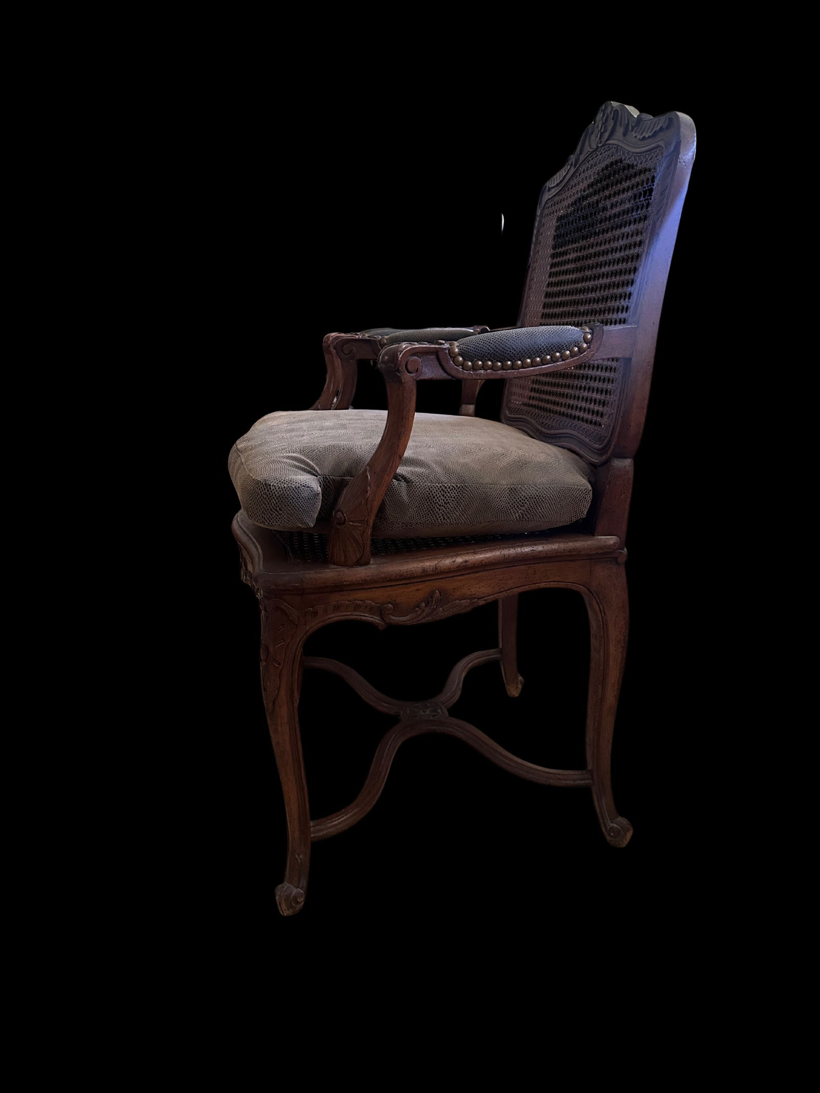 Late 20th Century Pair of Louis XV–Style Caned Back Armchairs - 2
