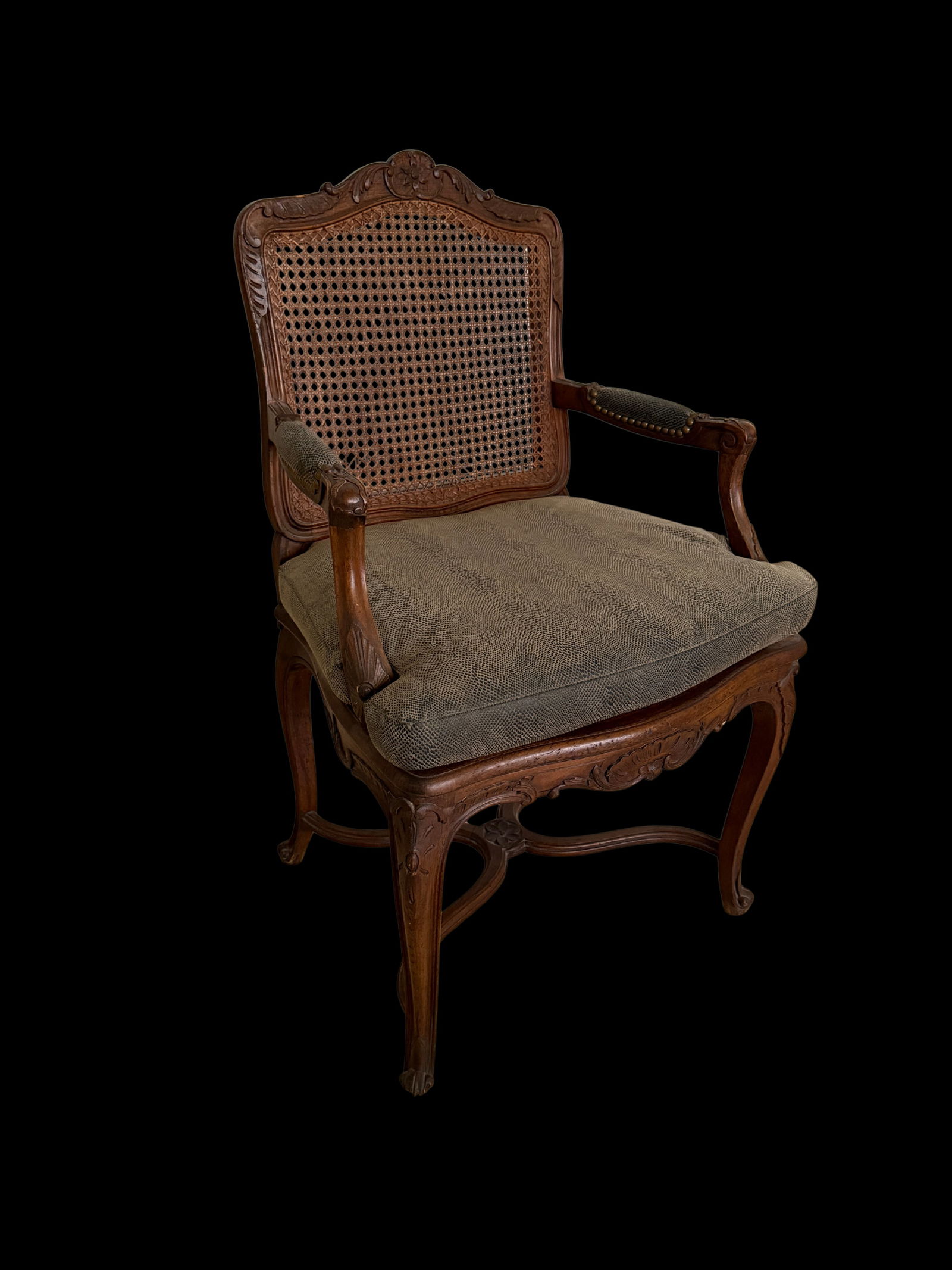 Late 20th Century Pair of Louis XV–Style Caned Back Armchairs - 5