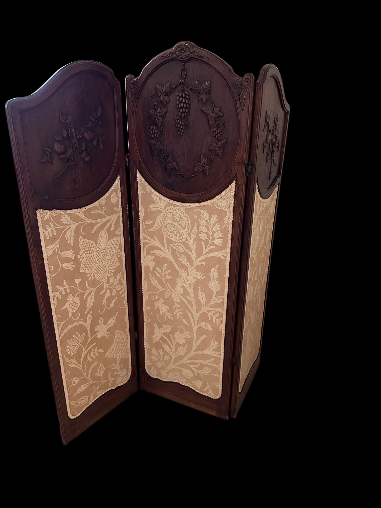 Antique French Carved Wood Two-Panel Folding Screen - 2