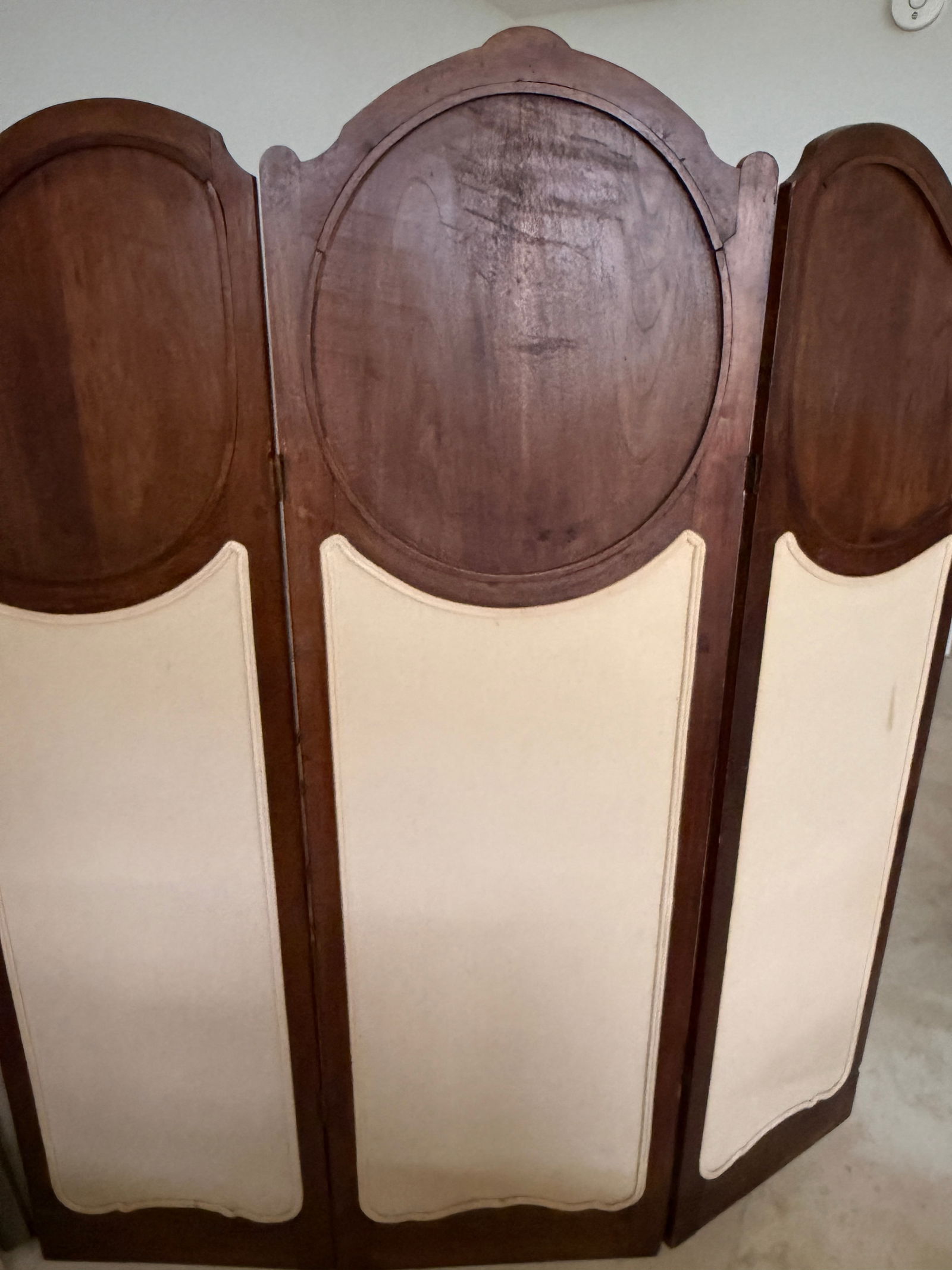 Antique French Carved Wood Two-Panel Folding Screen - 3