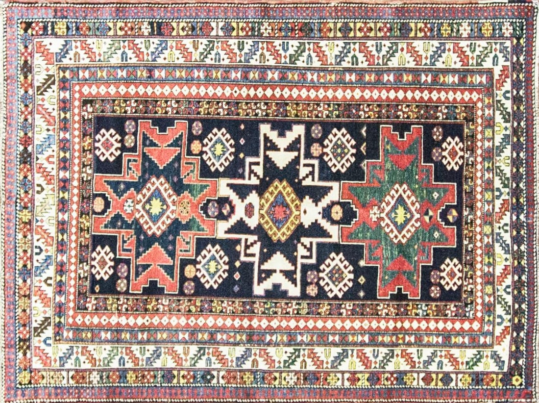 Antique Caucasian Lesghi Star Rug - 2