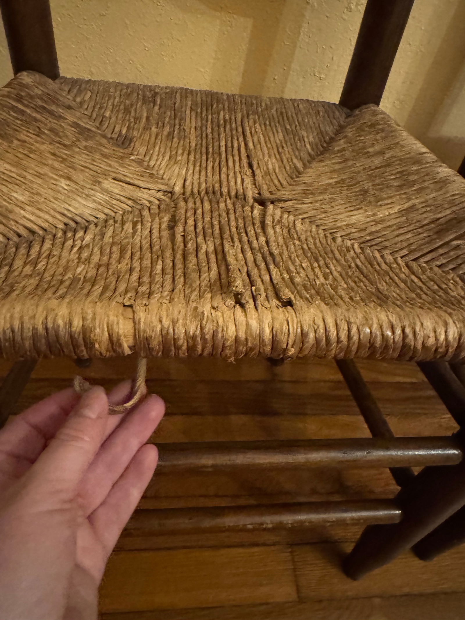 Pair of Antique Ladder-Back Rush Seat Chairs - 2