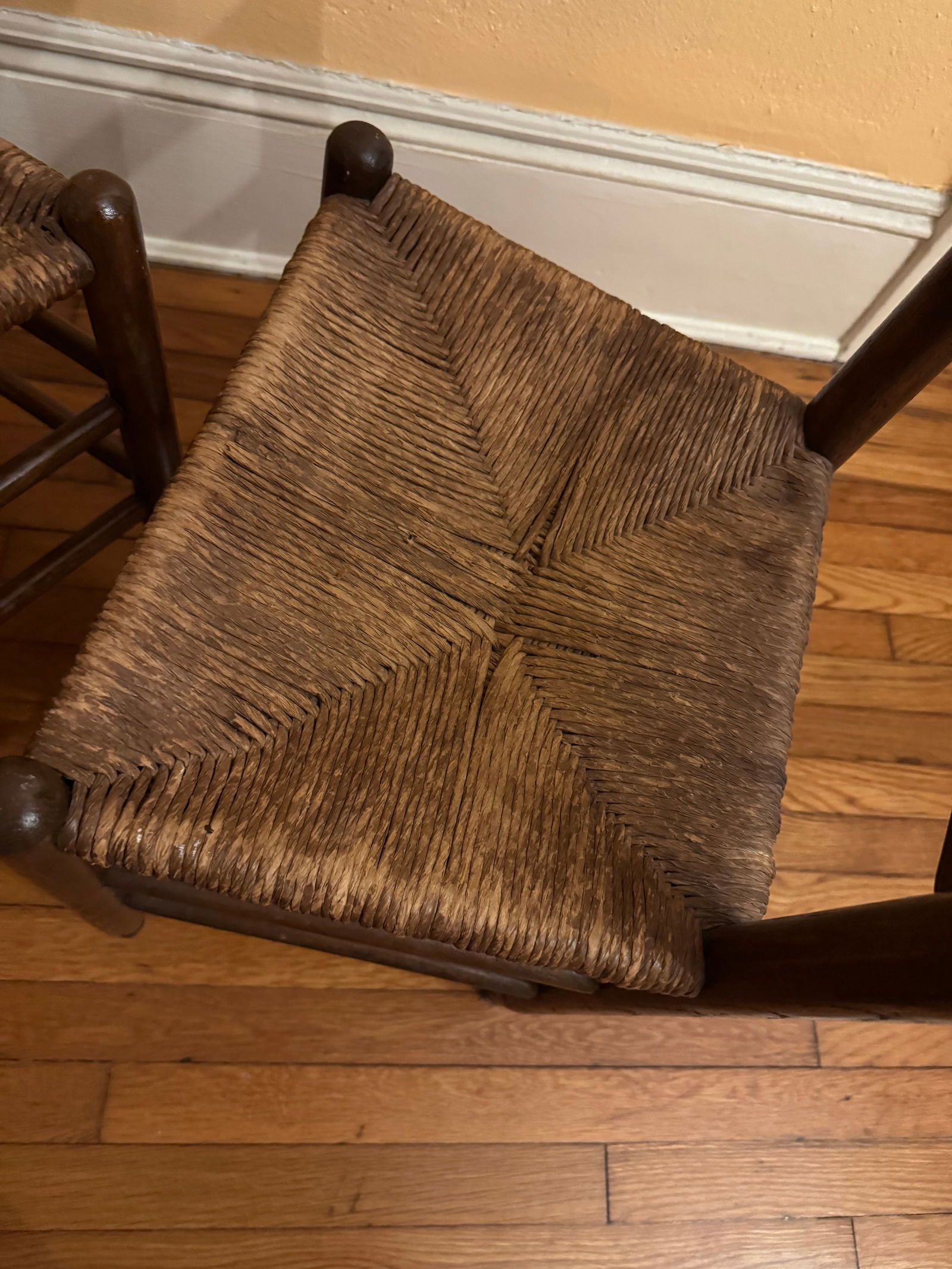 Pair of Antique Ladder-Back Rush Seat Chairs - 3