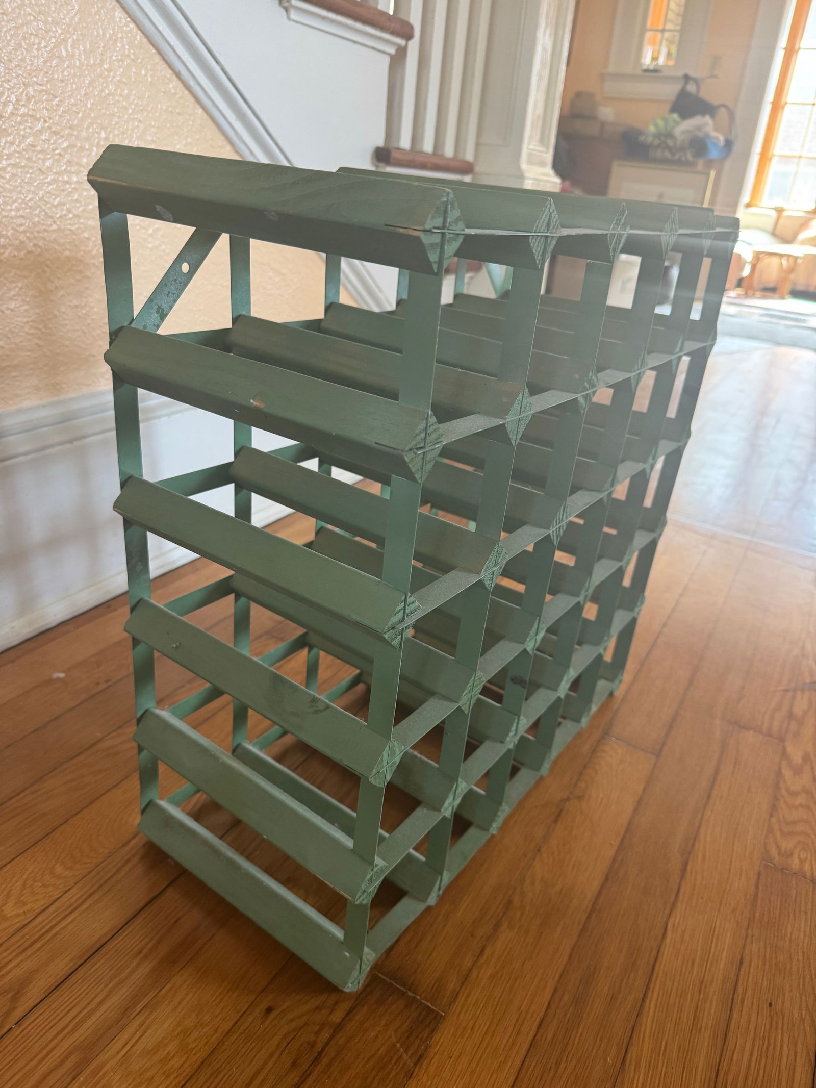 Vintage Painted Wood & Metal Wine Rack - 3