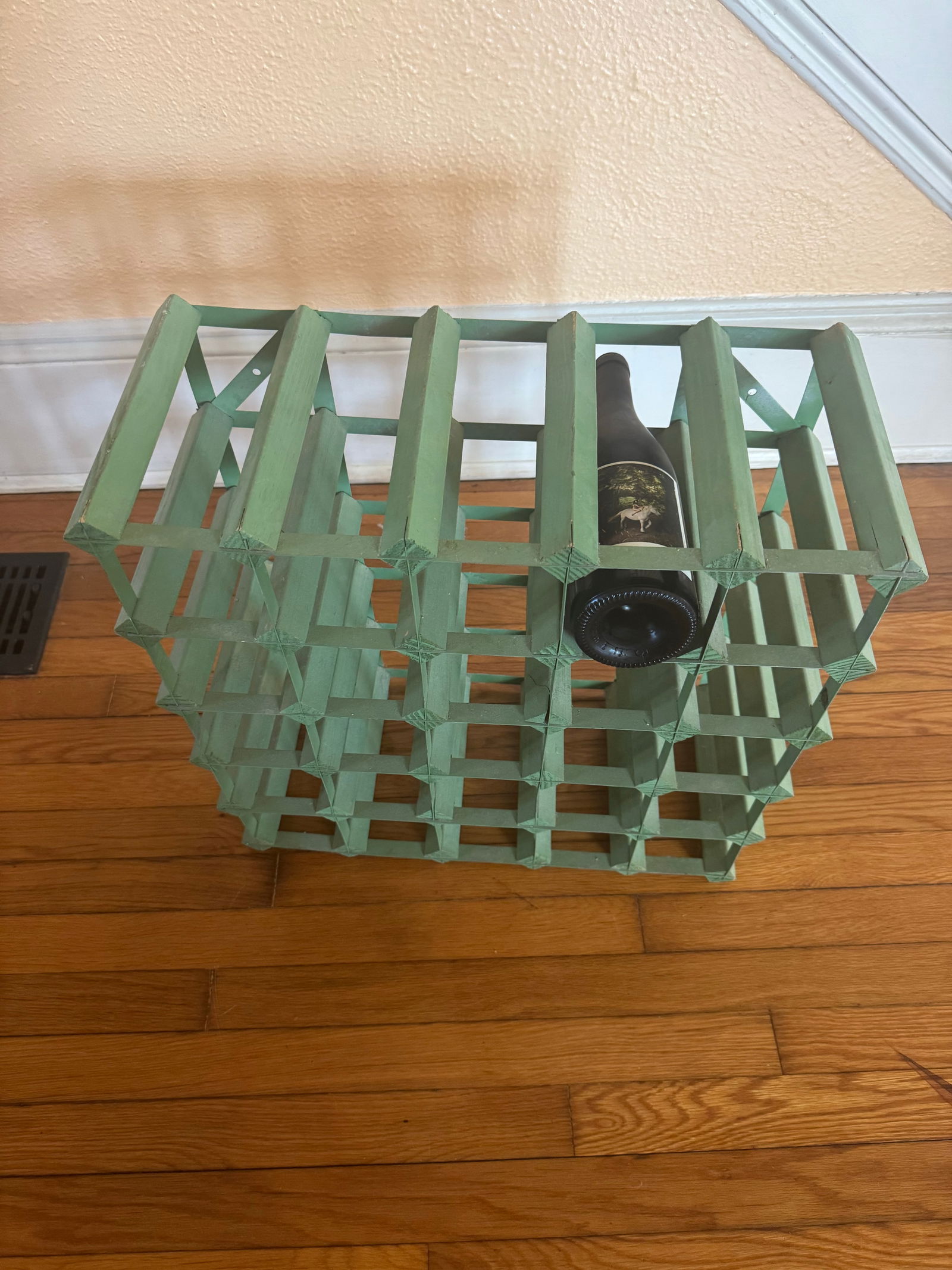 Vintage Painted Wood & Metal Wine Rack - 4
