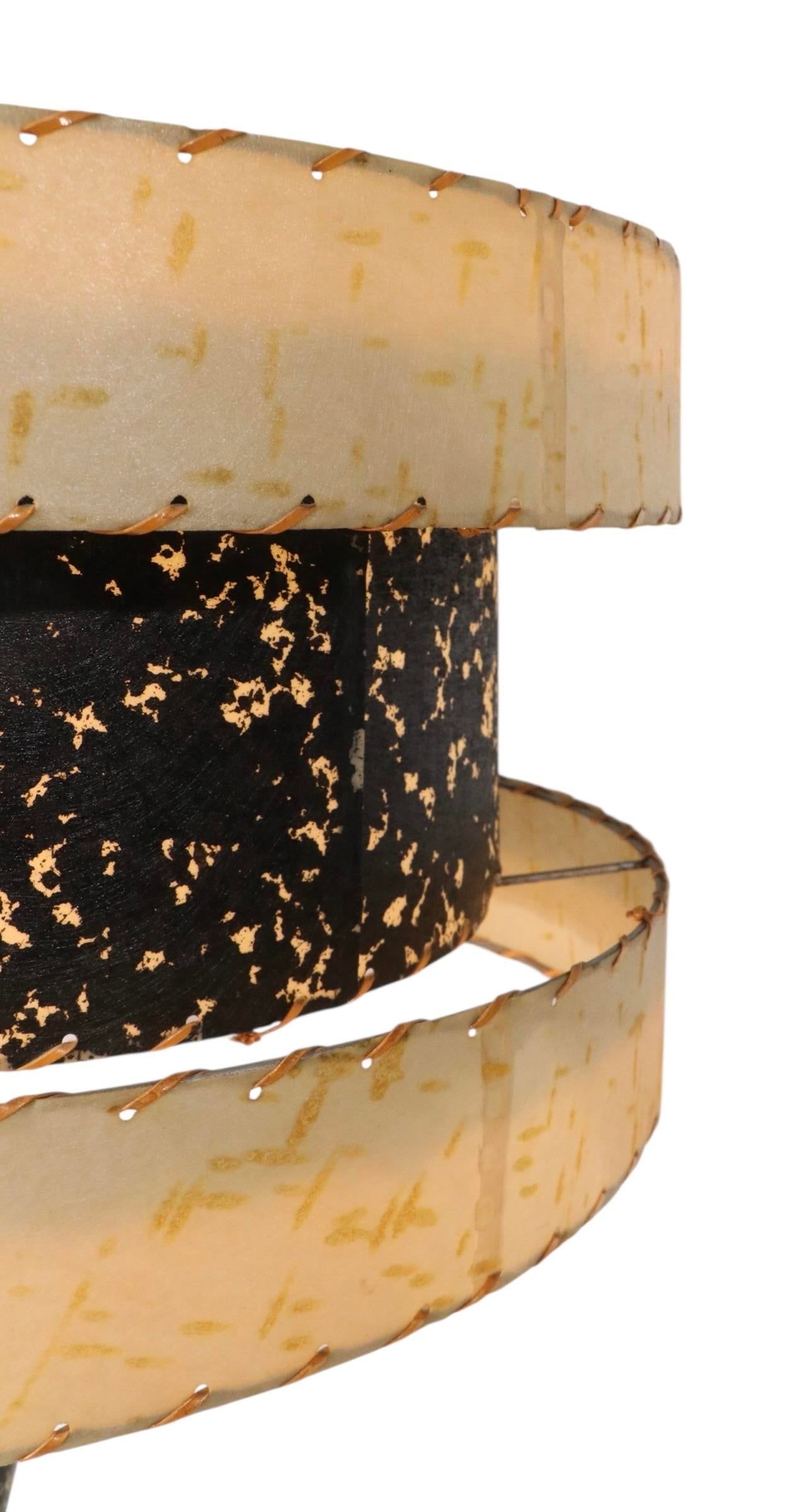 1950's Mid Century Table Lamp With Original Three Tier Fiberglass Shade - 9