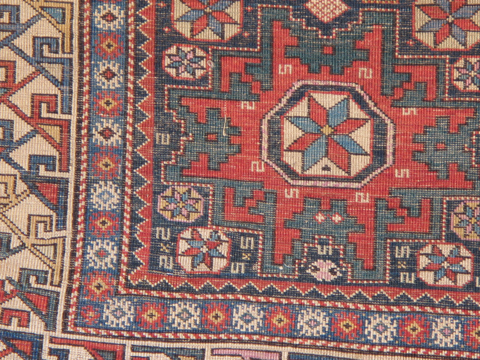 Antique Caucasian Lesghi Star Rug3'3" X 5'8" - 2