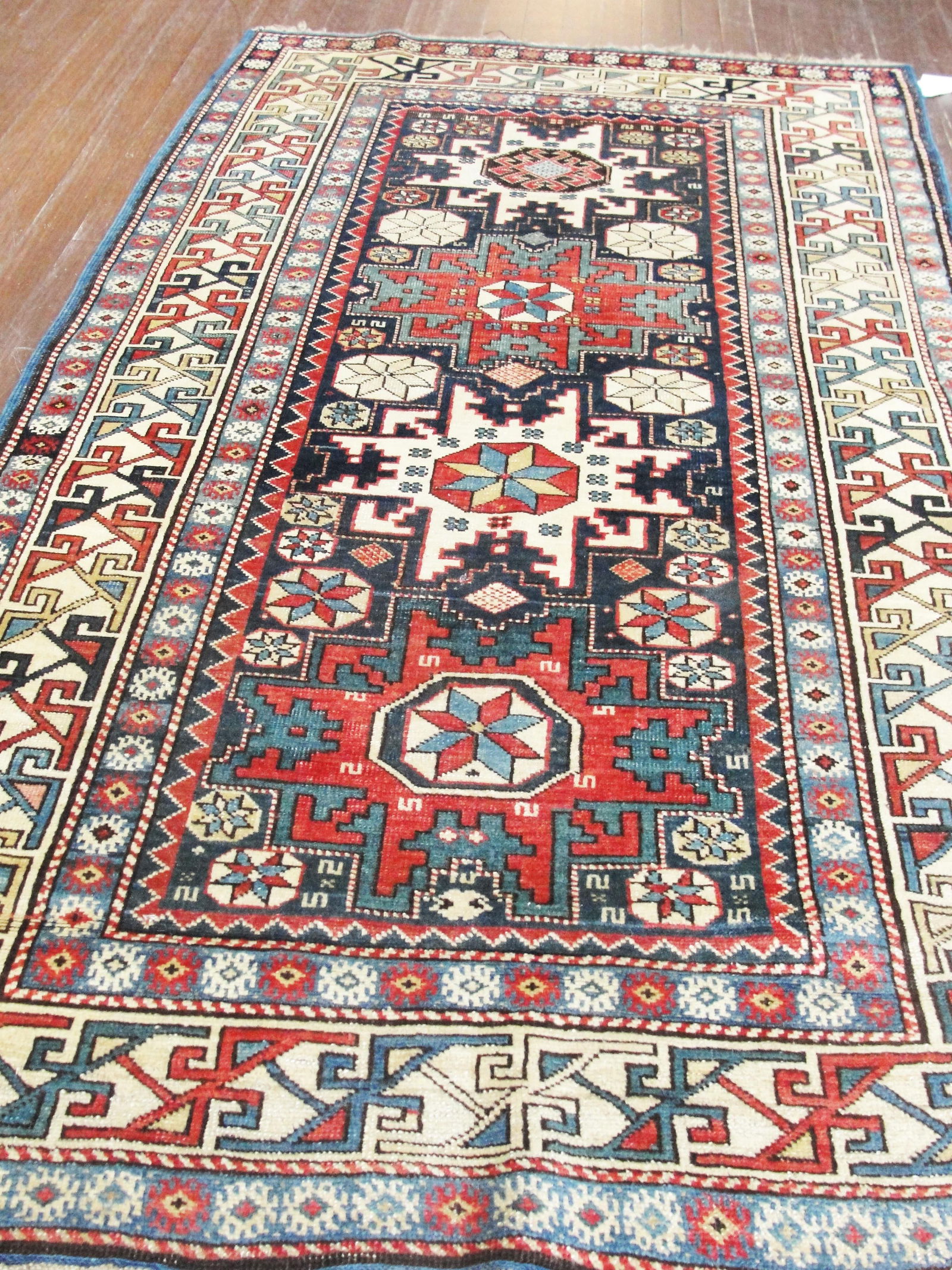 Antique Caucasian Lesghi Star Rug3'3" X 5'8" - 6