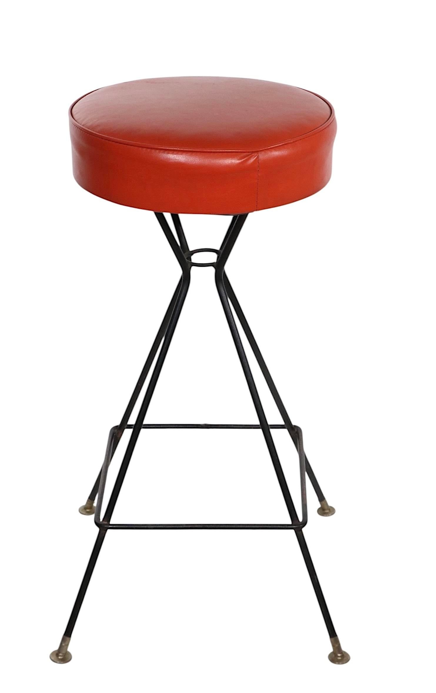 Mid 20th Century Lot of Three Mid Century Swivel Bar Stools - 2