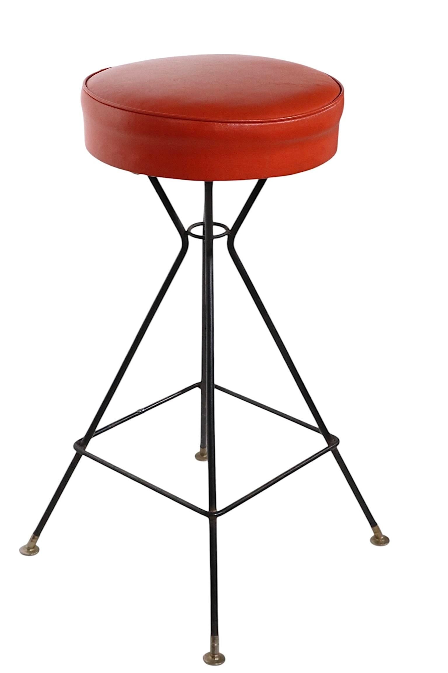 Mid 20th Century Lot of Three Mid Century Swivel Bar Stools - 6