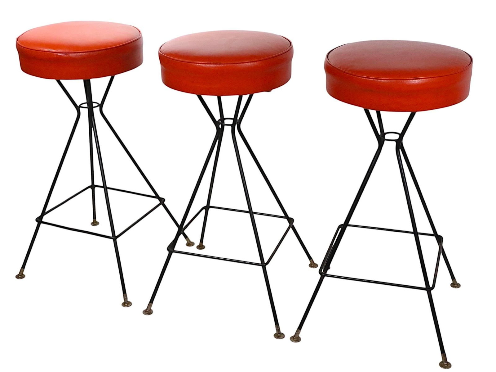 Mid 20th Century Lot of Three Mid Century Swivel Bar Stools - 7