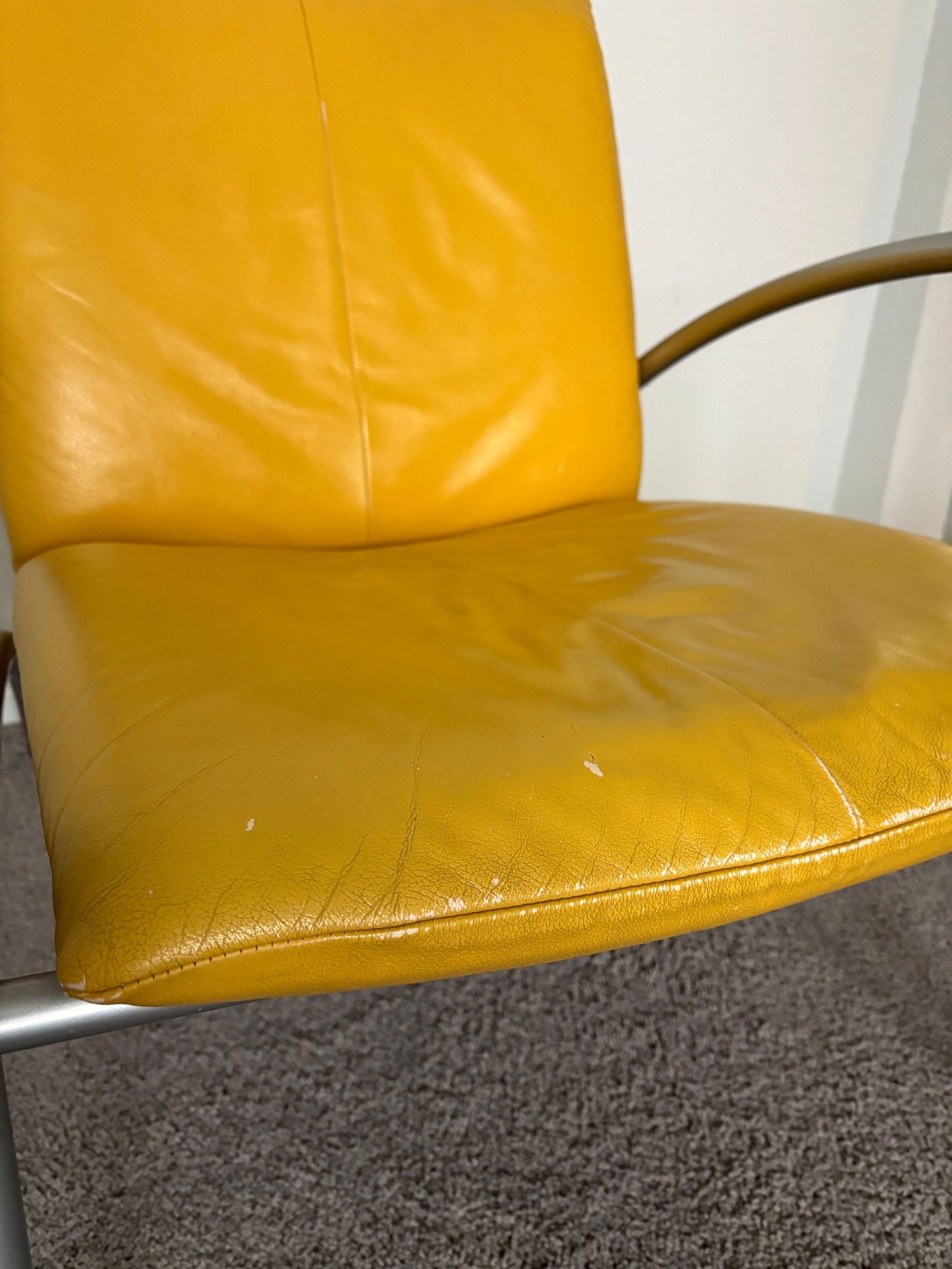Kebe Leather Lounge Chair – Mustard Yellow – Danish Modern - 1980s - 2