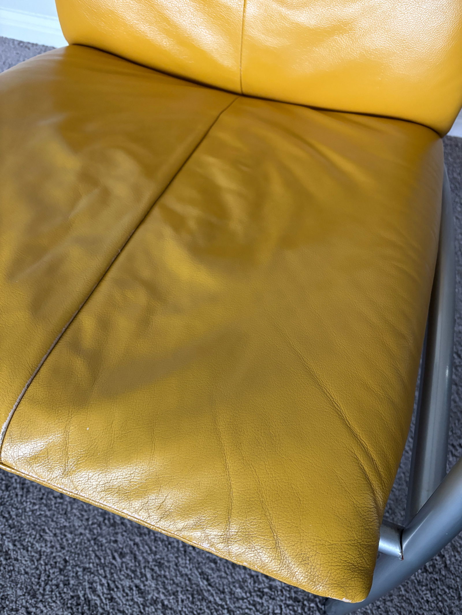 Kebe Leather Lounge Chair – Mustard Yellow – Danish Modern - 1980s - 6