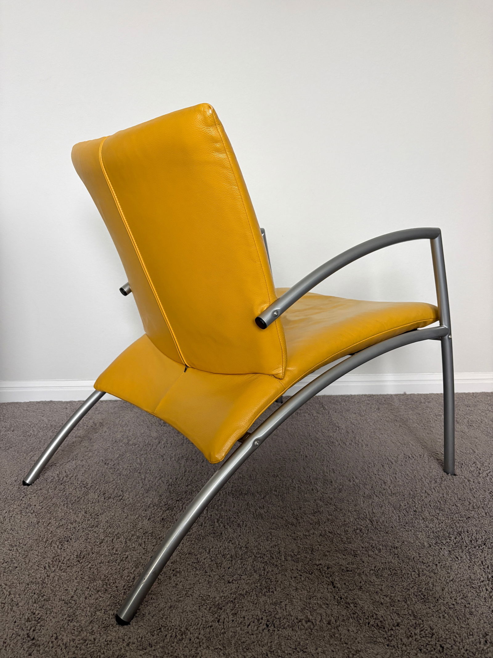 Kebe Leather Lounge Chair – Mustard Yellow – Danish Modern - 1980s - 7