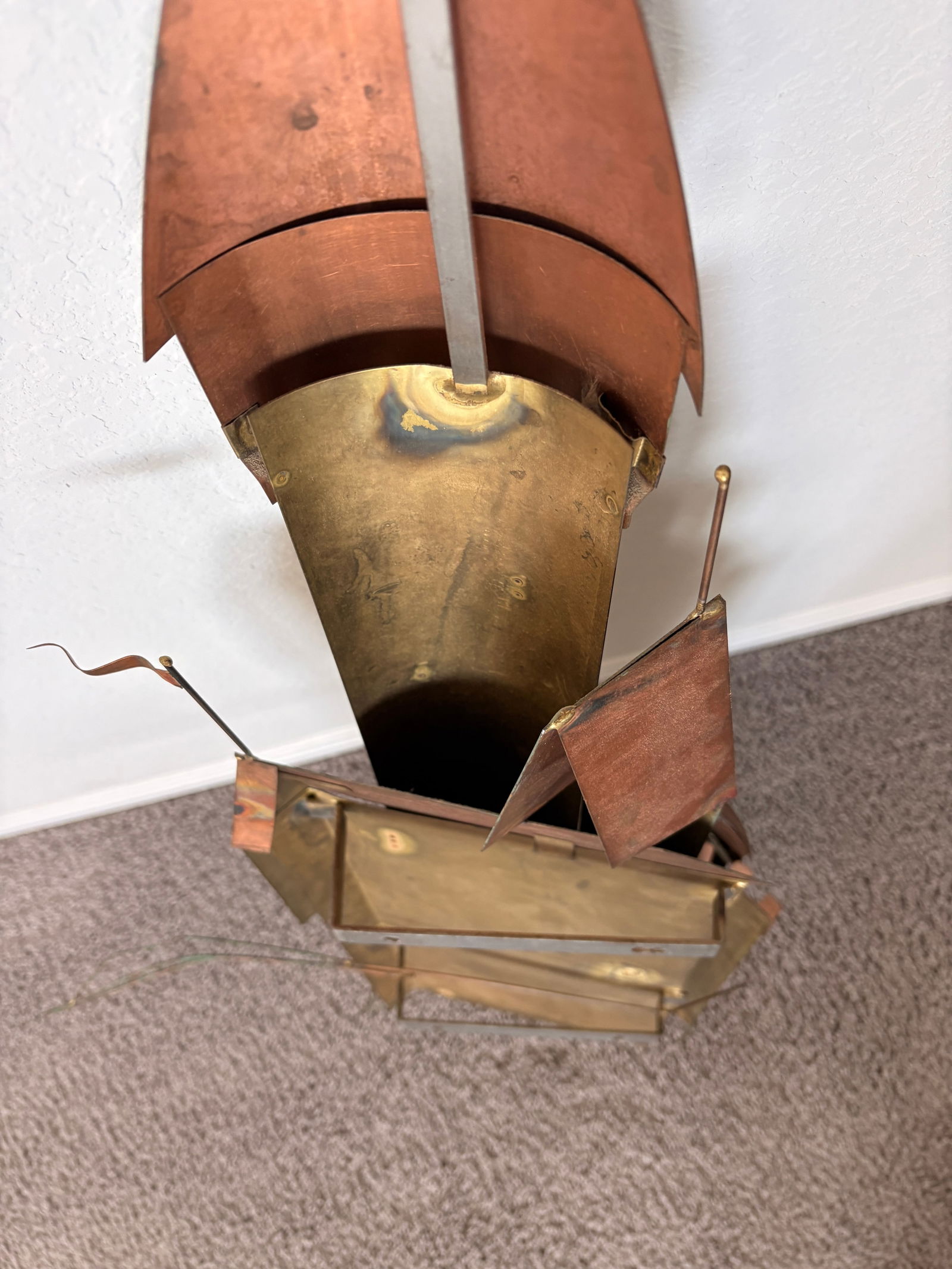 1970s Signed Curtis Jere Mid-Century Modern Fantastical Tower Village Wall Sculpture, Copper & Brass - 12