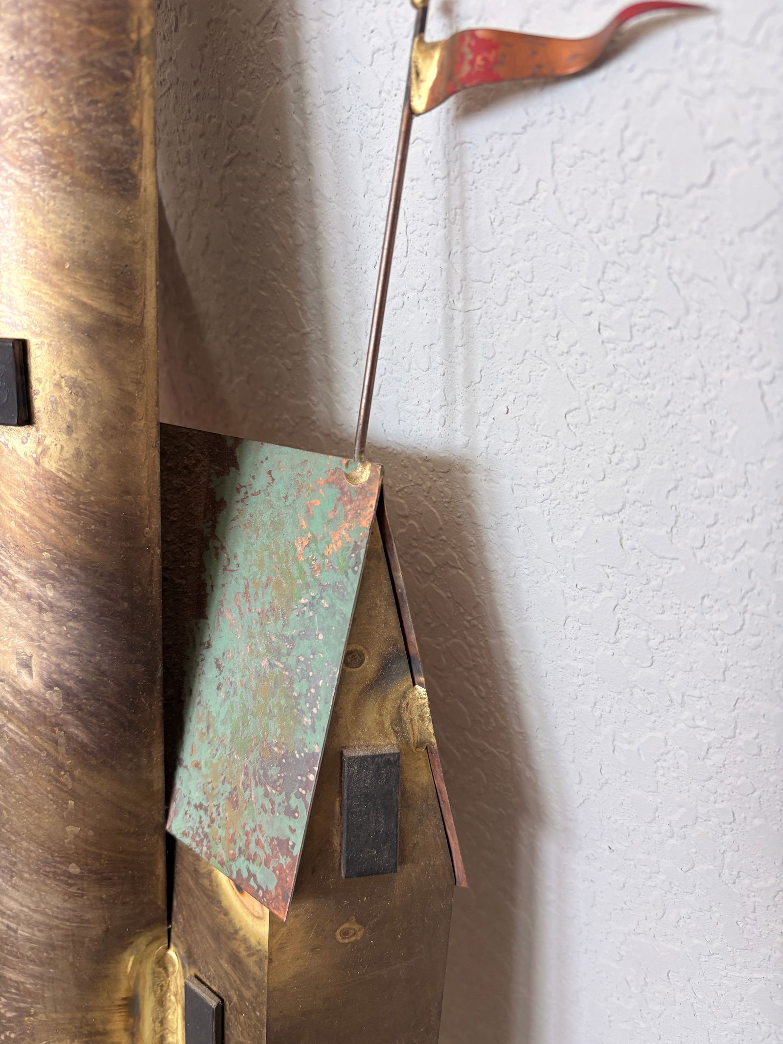 1970s Signed Curtis Jere Mid-Century Modern Fantastical Tower Village Wall Sculpture, Copper & Brass - 3