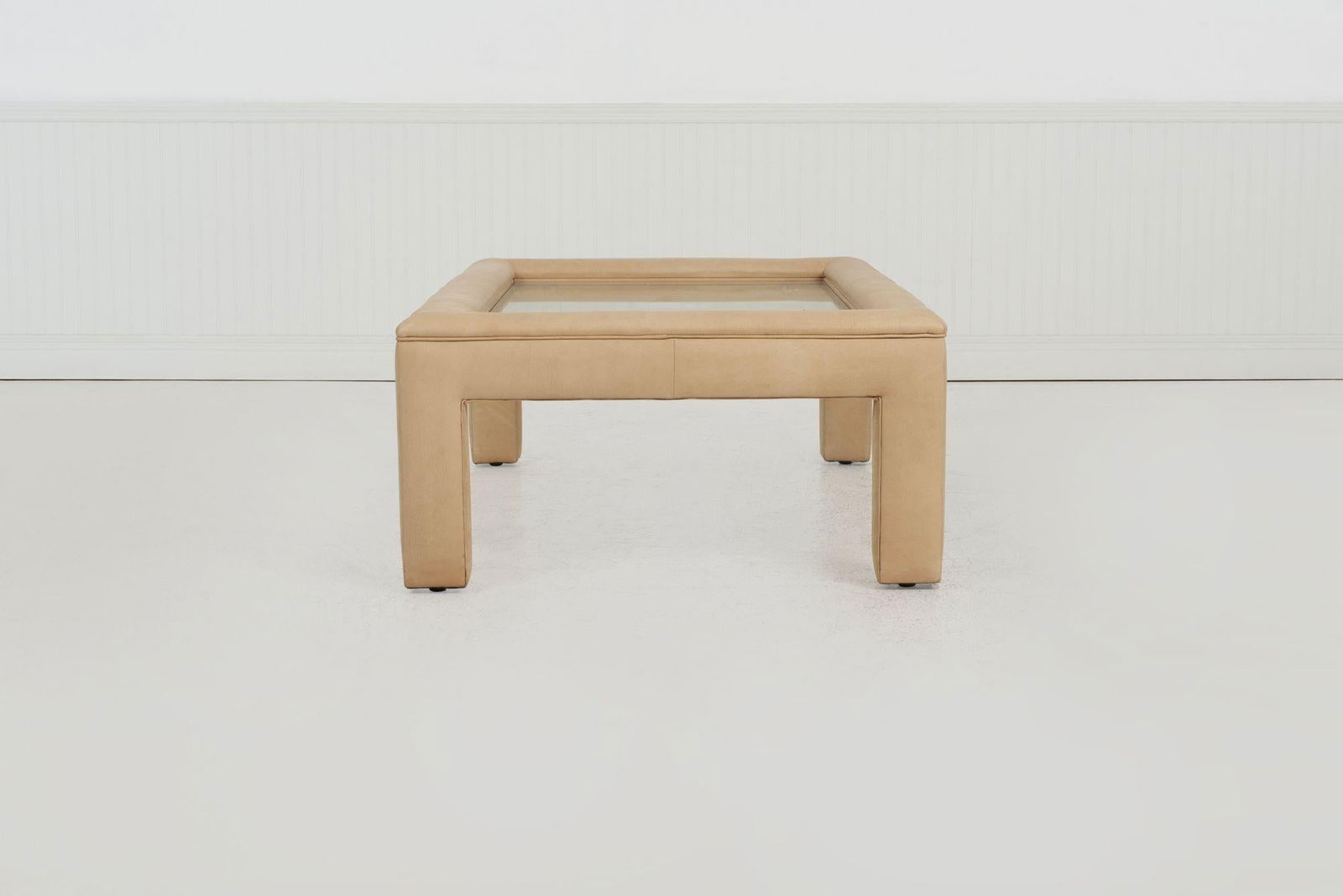 Karl Springer Style Padded Leather Coffee Table 1980 C. - 11