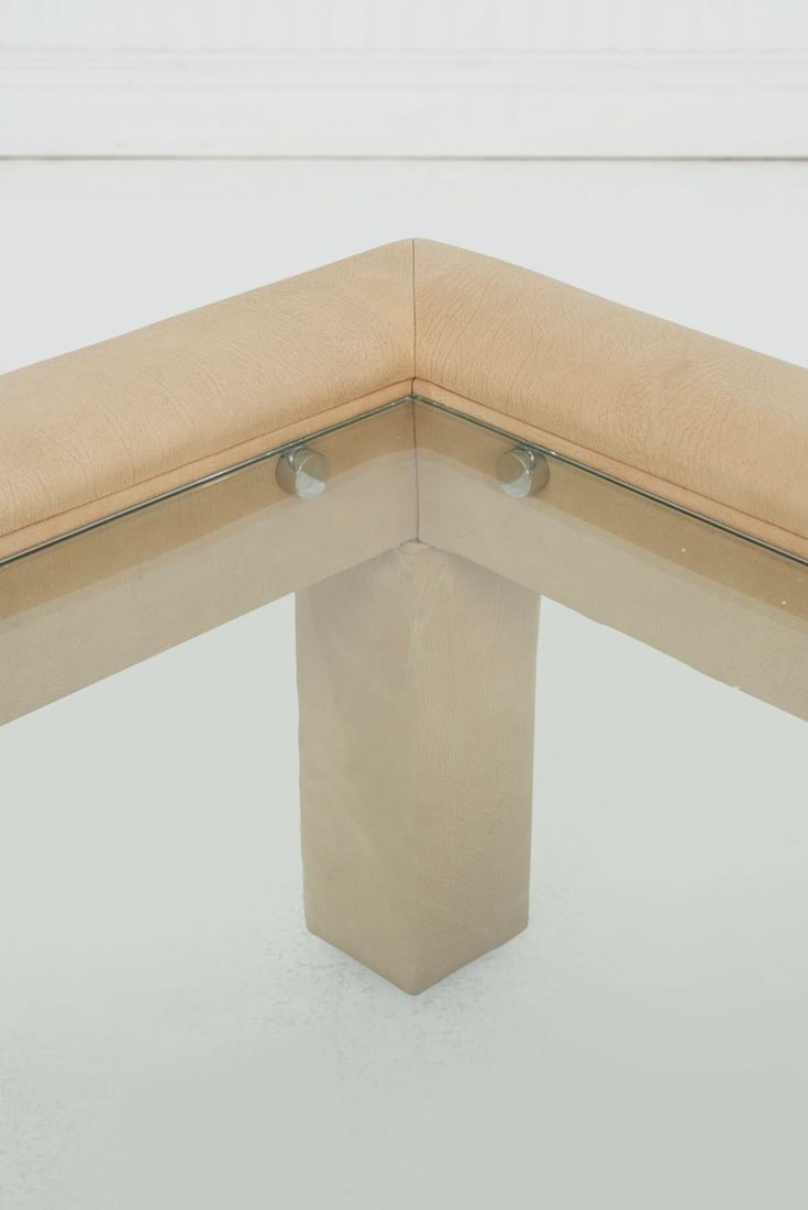 Karl Springer Style Padded Leather Coffee Table 1980 C. - 8