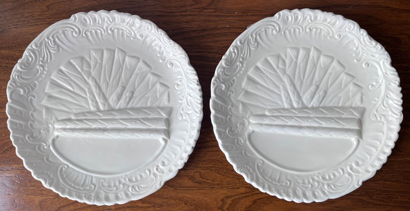 Vintage Italian Creamware Asparagus Plates-Set 9-Ed Langbien - 5