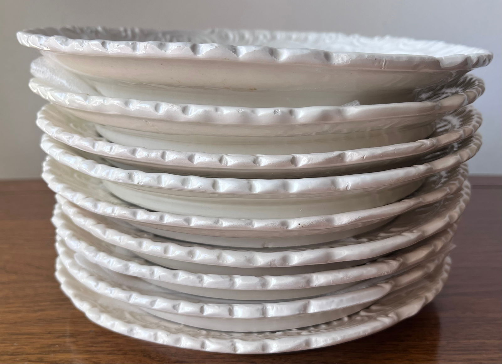 Vintage Italian Creamware Asparagus Plates-Set 9-Ed Langbien - 8