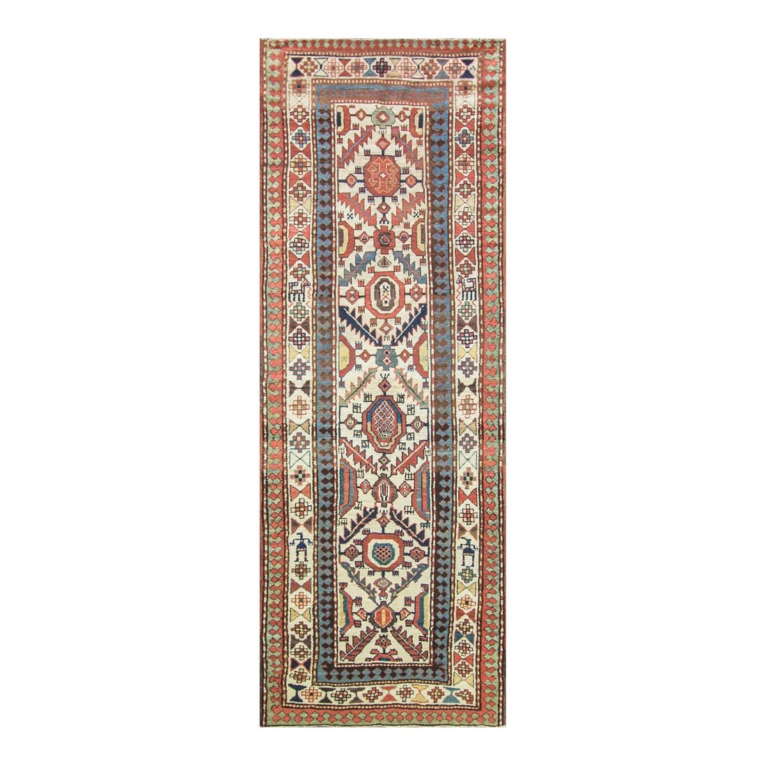Antique Kazak/ Caucasian Runner, 3'10" X 11'1" (1 of 9)
