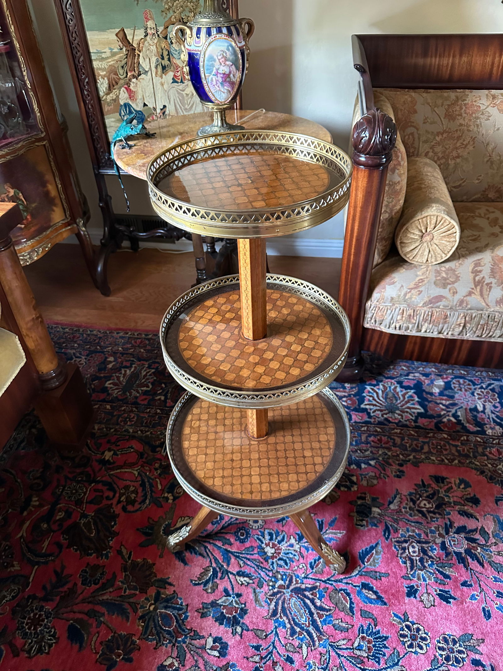 Antique Louis XVI Style Round Three Tier Gueridon - 13