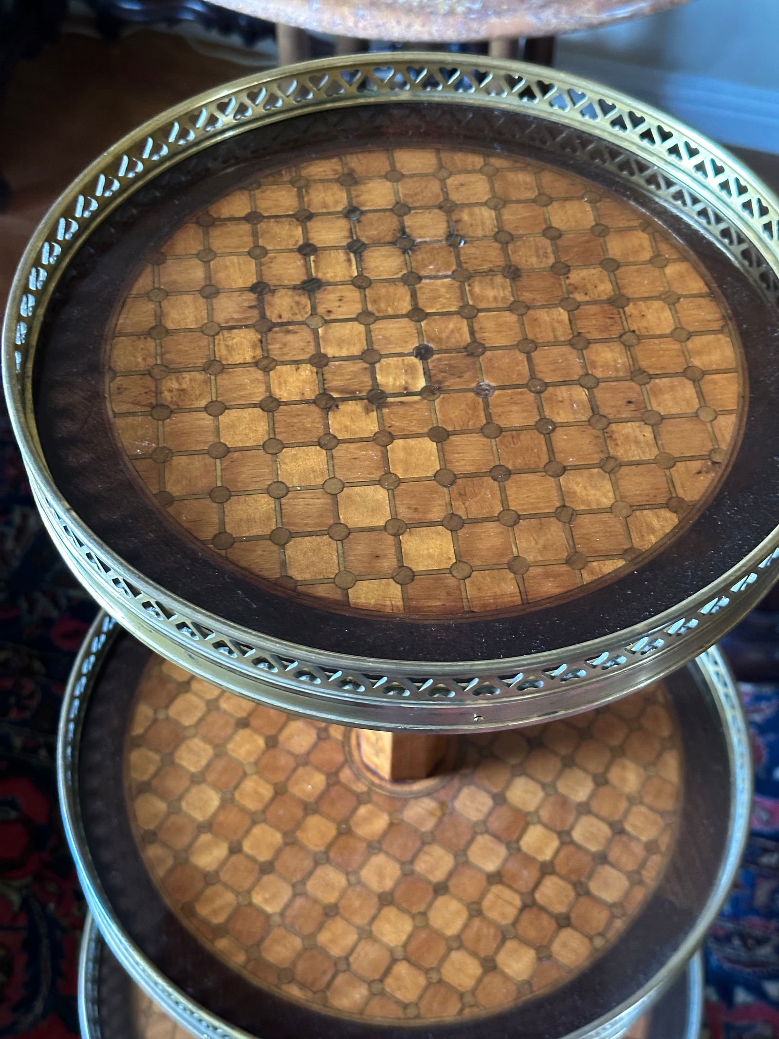 Antique Louis XVI Style Round Three Tier Gueridon - 14