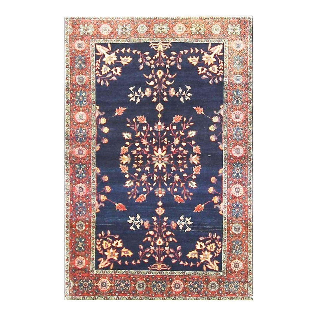 Antique Super Fine Feraghan Sarouk Rug, 3'1" X 4'8": The Feraghan district area have a long history of rug and carpet weaving in the 19th century, many British companies opened oriental carpet factories and began to produce fine Persian Feraghan rugs