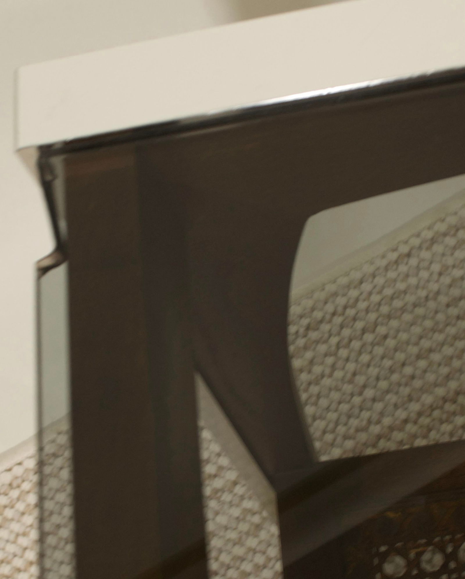 Vintage Side Table With Cane Shelf and Smoked Glass Top - 8