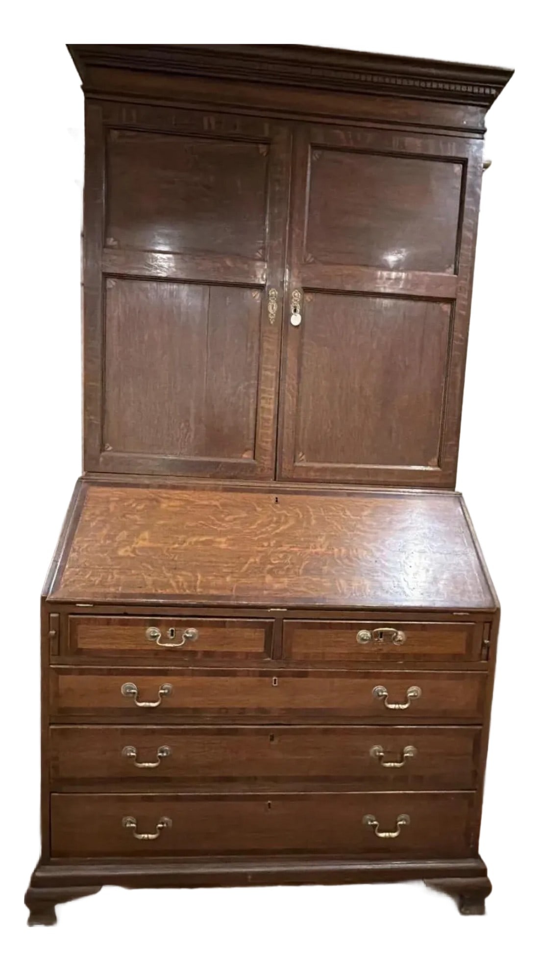 Antique Arts & Crafts Slant-Front Secretary Desk With Upper Cabinet, Circa 1900 (1 of 3)